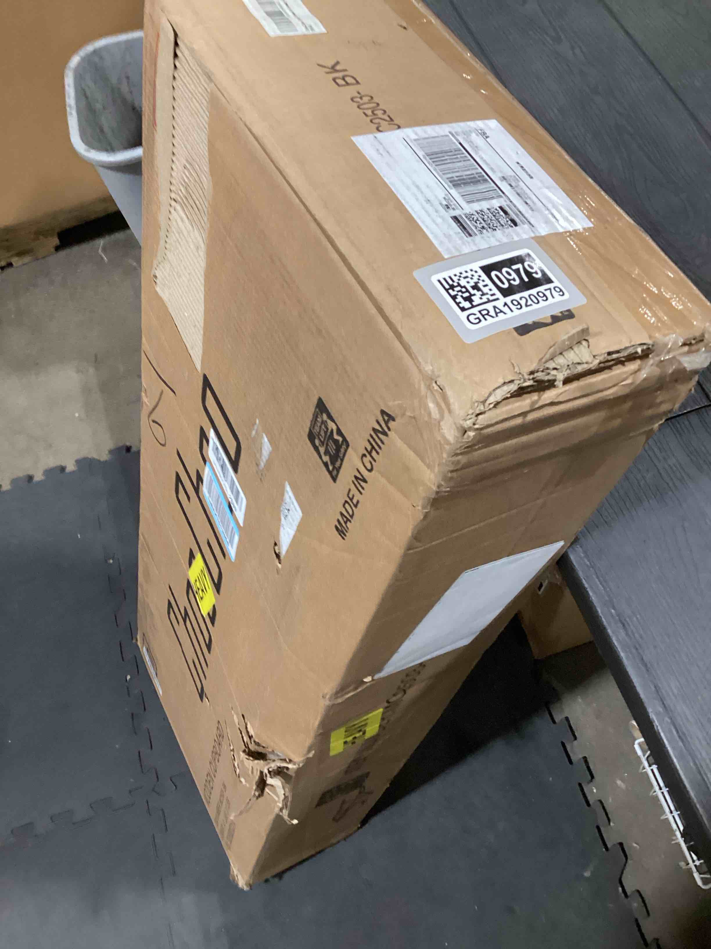 Condition photo showing As Is for ChooChoo 3 Doors Wall Cabinet Laundry Room, Bathroom Wall Cabinet with Adjustable Shelf, Fluted Wall-Mounted Medicine Cabinet, Storage Cabinet for Kitchen, Garage, Black Black 11.81"D x 35.43"W x 23.62"H (3 Doors)