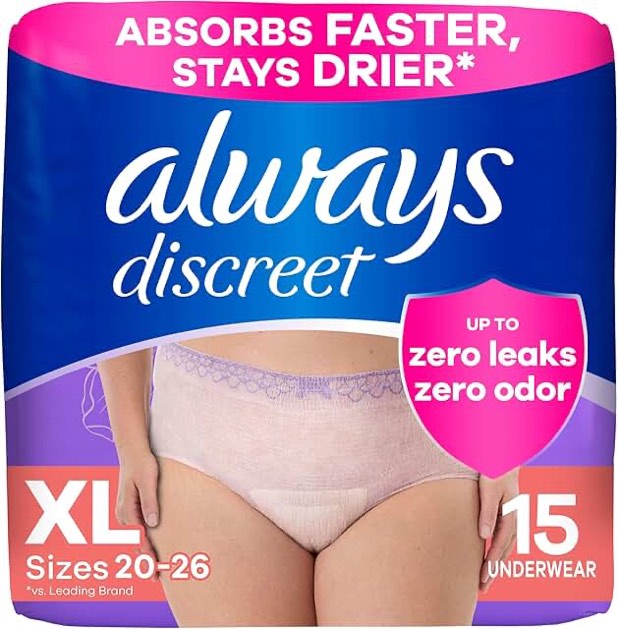 Always Discreet Adult Incontinence Underwear for Women and Postpartum Underwear, Extra Large, Up to 