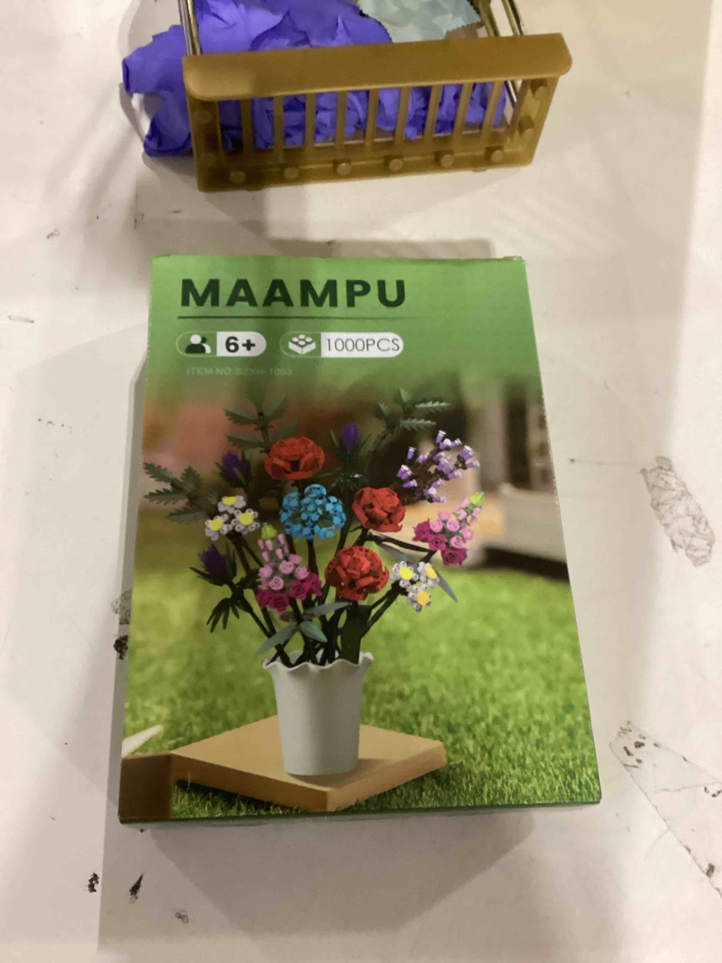 Condition photo showing As Is for Artificial Flower Bouquet Building Kit - 1000 Piece Botanical Collection with Roses for Home Décor, Valentine's Day, Birthdays - Ideal for Adults, Women, Mothers, and Girls