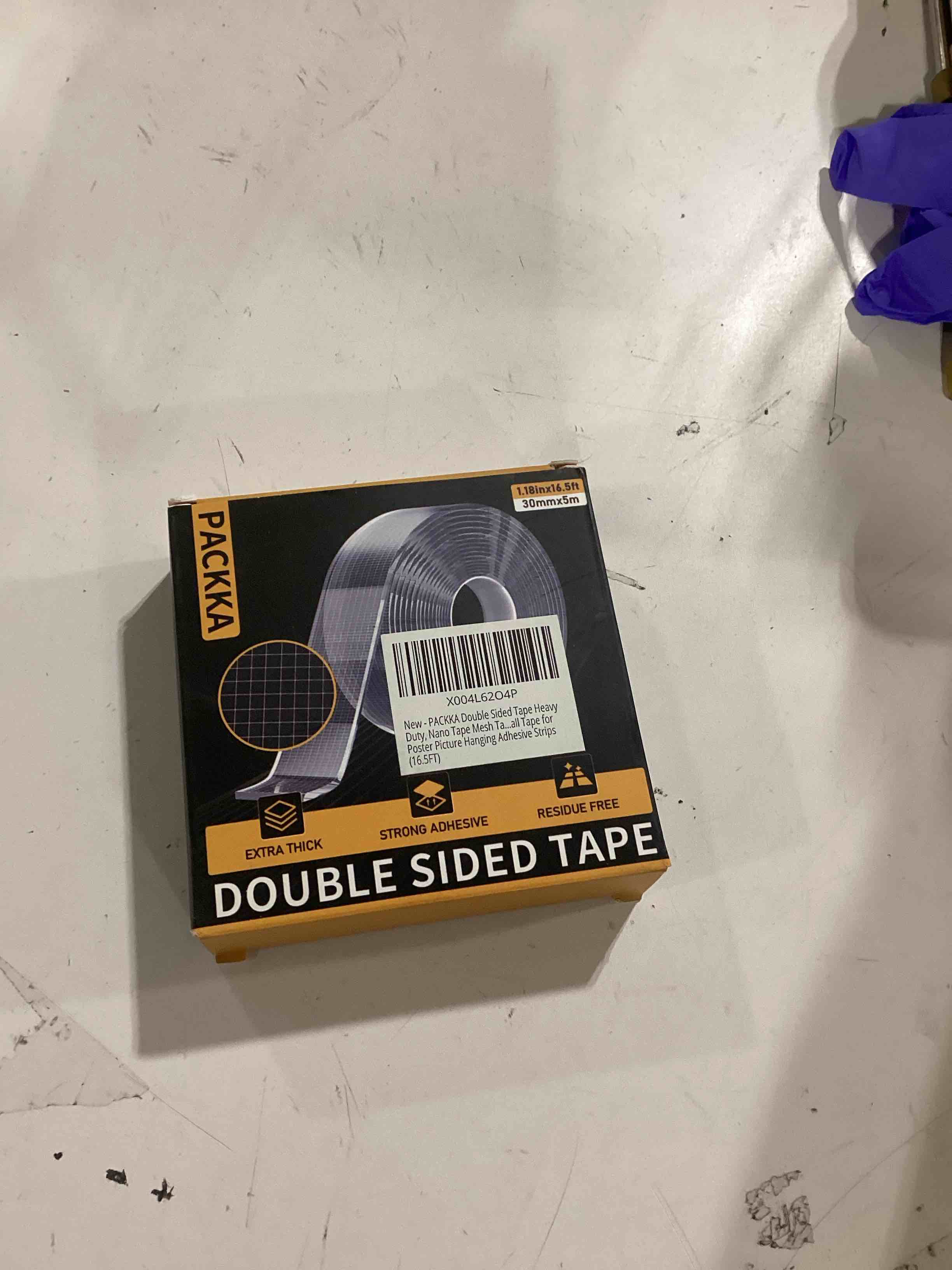 Condition photo showing New/Like New for 1.18IN*16.5 FT Nano Grip Tape Double Sided Tape Heavy Duty, Clear Mounting Tape Picture Hanging Adhesive Strips, Wall Tape for Poster, Rug, Picture Hanging, Office&Outdoor 16.5 Feet