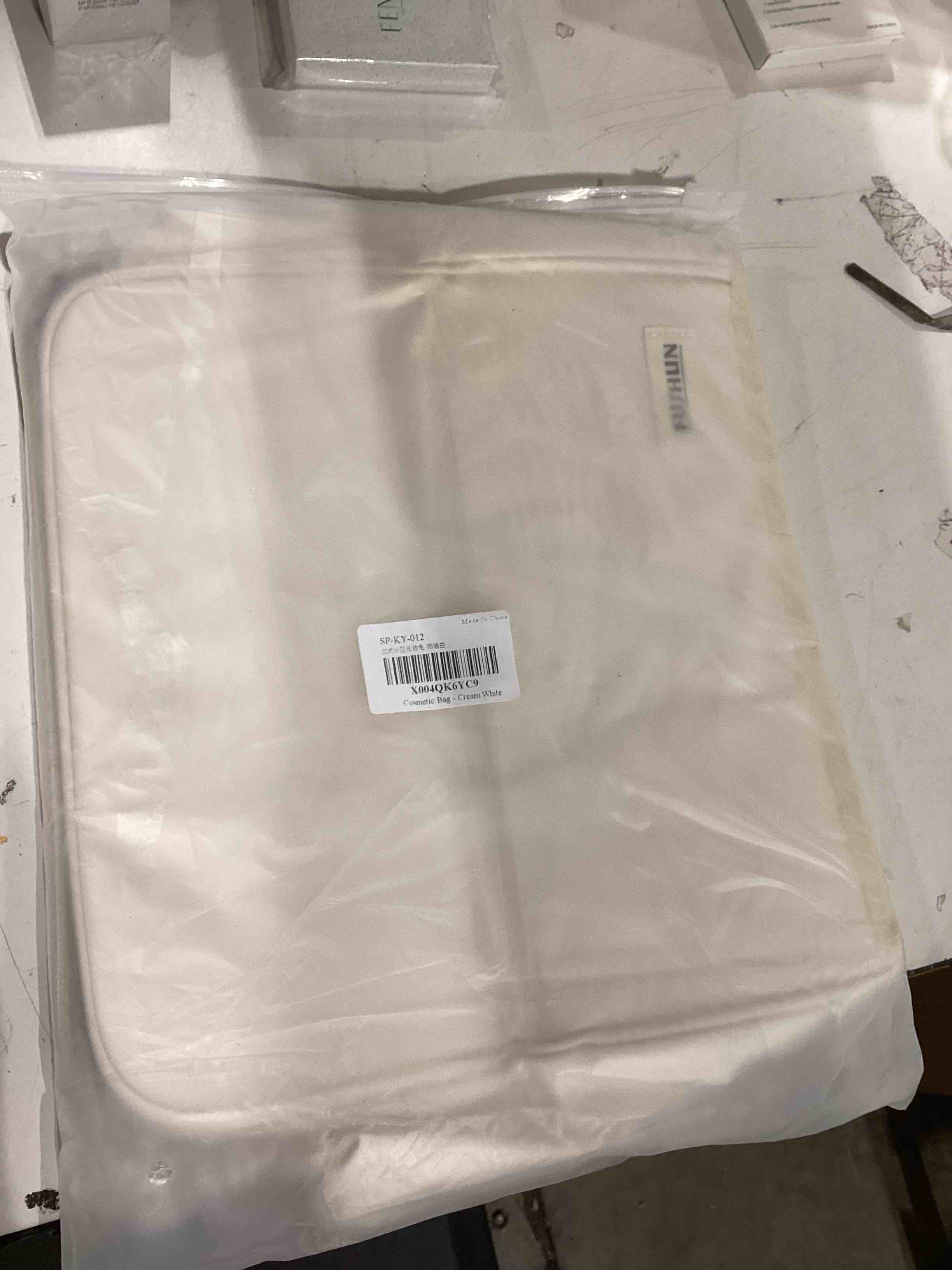 Condition photo showing Good Condition for 2025 Standing Makeup Bag Waterproof, PU Makeup Organizer with Mirror, Large Capacity Cosmetic Bag Portable, Multi Purpose Make up Bag, Travel Essentials Travel Toiletry Bag for Women White
