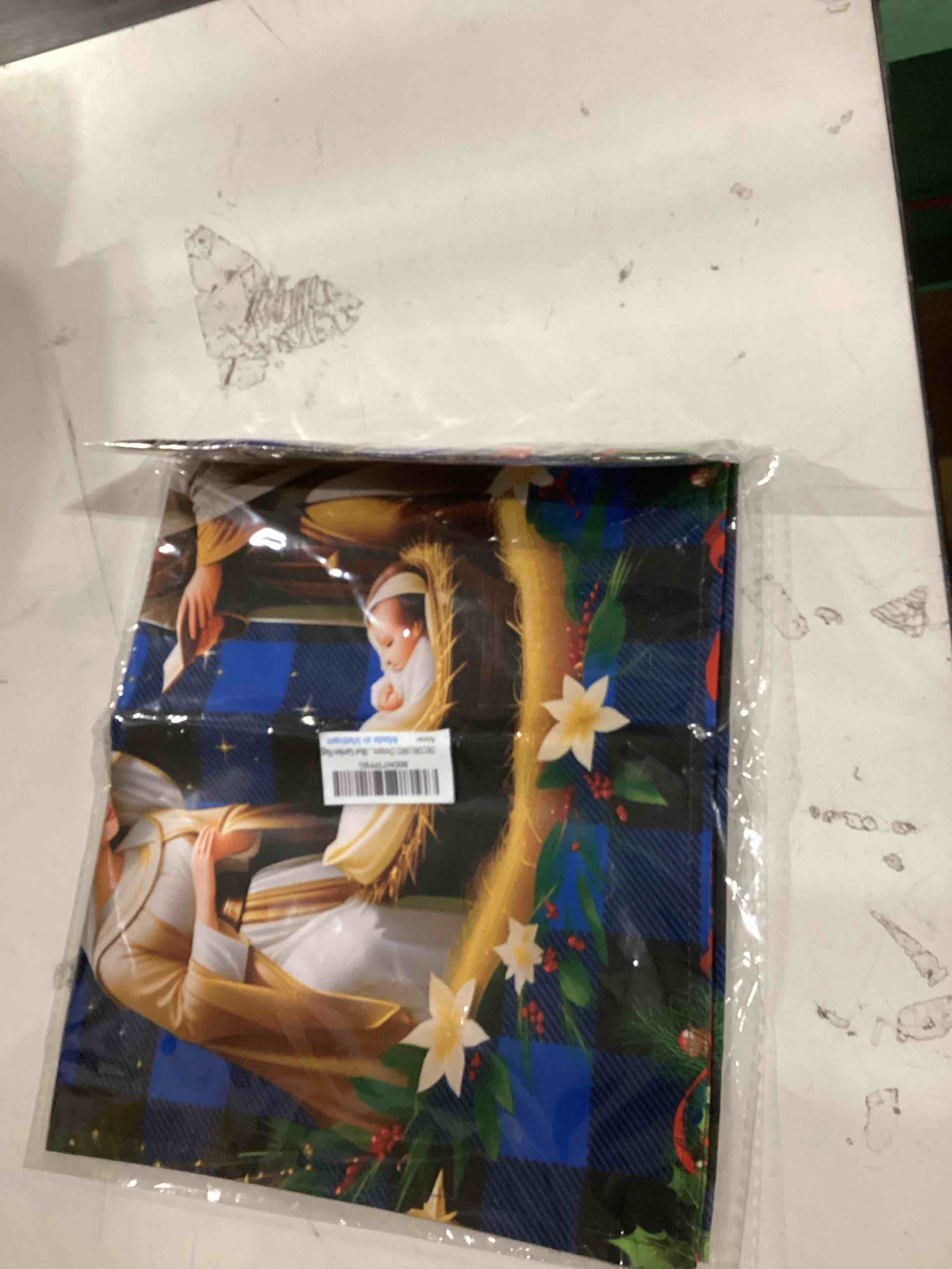 Condition photo showing Good Condition for DECORLUXES Christmas Holy Night Garden Flag 12x18 Inch Double Sided Outside, Winter Festive Holiday Yard Outdoor Decorative (1 Blue Garden Flag)