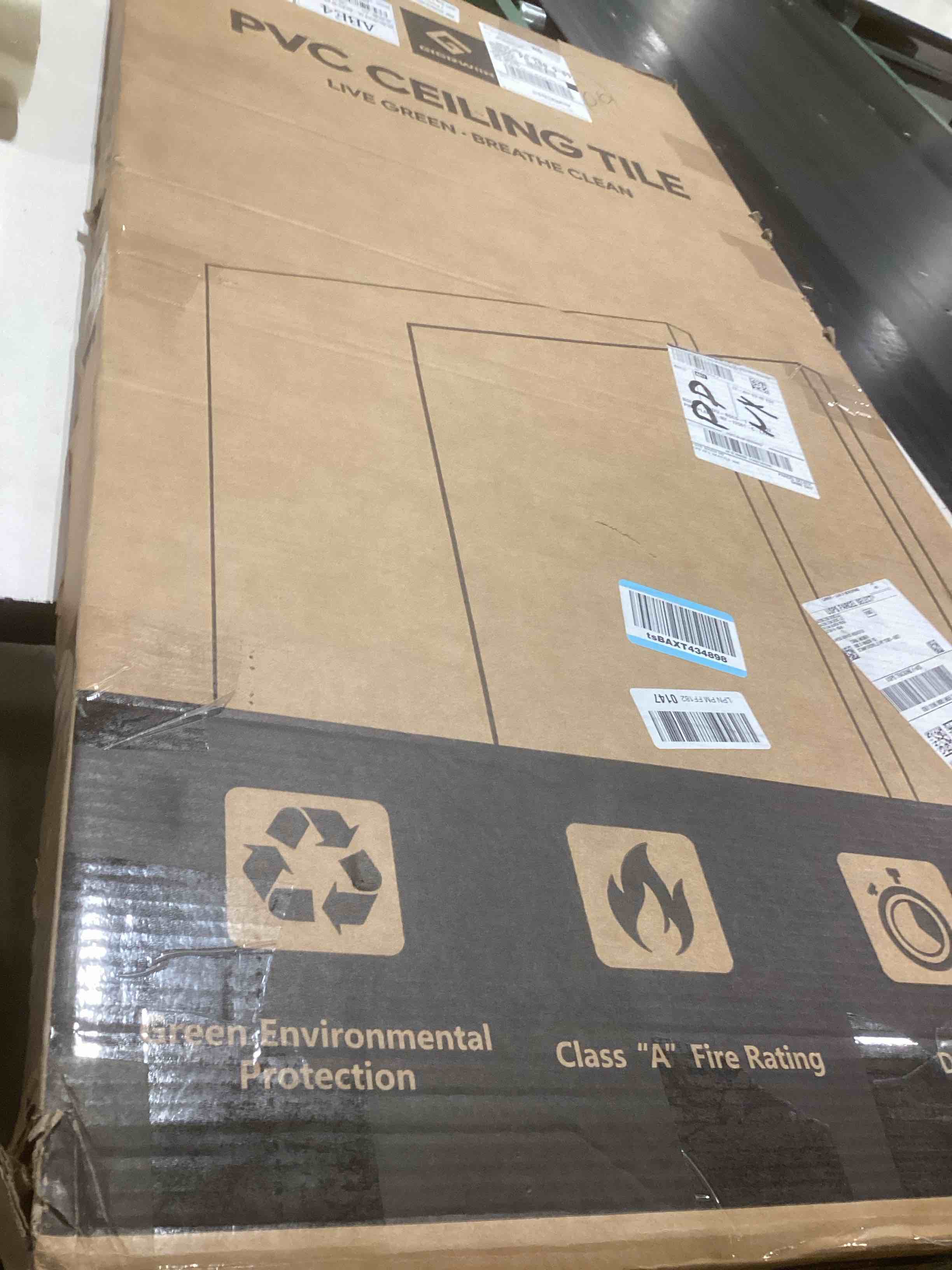 Condition photo showing Good Condition for Smooth White Drop Ceiling Tile 2ft x 4ft, Ceiling Panel 24 x 48in – Waterproof, Washable and Fire-Rated - to Prevent Breakage-Cover 80 Sq. Ft-Package of 10 Tiles White 2x4