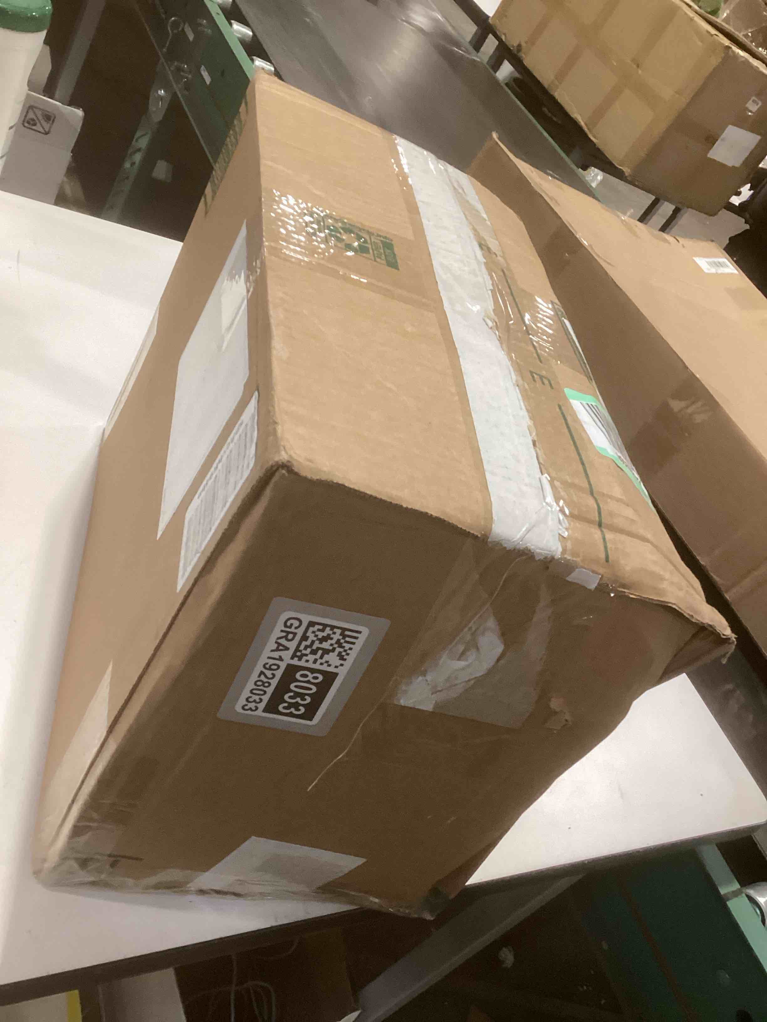 Condition photo showing As Is for Amazon Basics Programmable Coffeemaker with Carafe and Reusable Filter, Stainless Steel, 12 Cups, Black