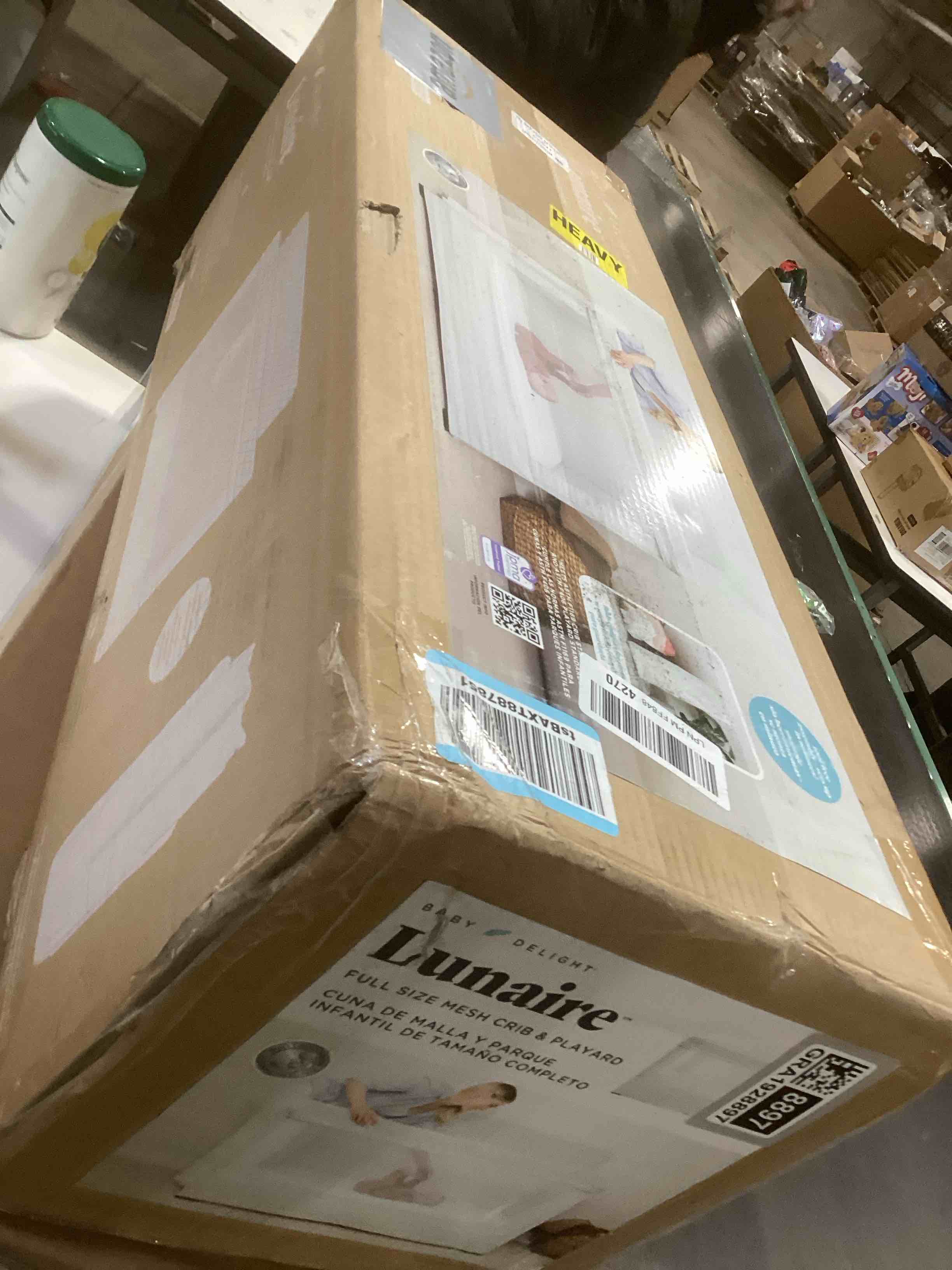 Condition photo showing Good Condition for Baby Delight Lunaire Full Size Crib | Breathable Mesh Baby Crib | Tool-Free Assembly Baby Bed | Driftwood Grey