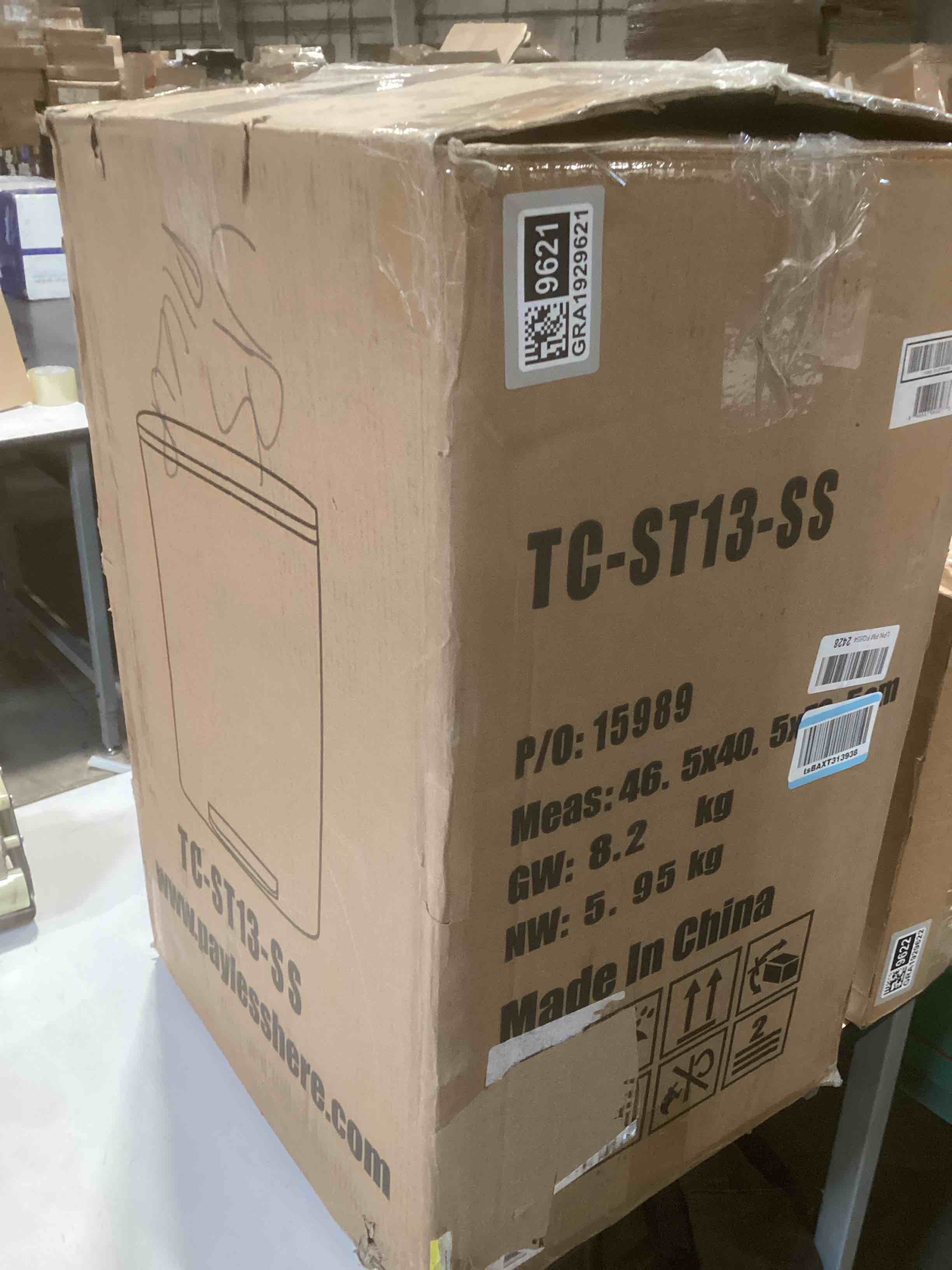 Condition photo showing As Is for PayLessHere 13 Gallon (50L) in Home Recycling Bin Kitchen Stainless Steel Recycling Bin with Lid Removable Inner Bucket Foot Pedal Soft Close for Office Home Kitchen Garbage Can Trash Bin Stainless Steel 13 G