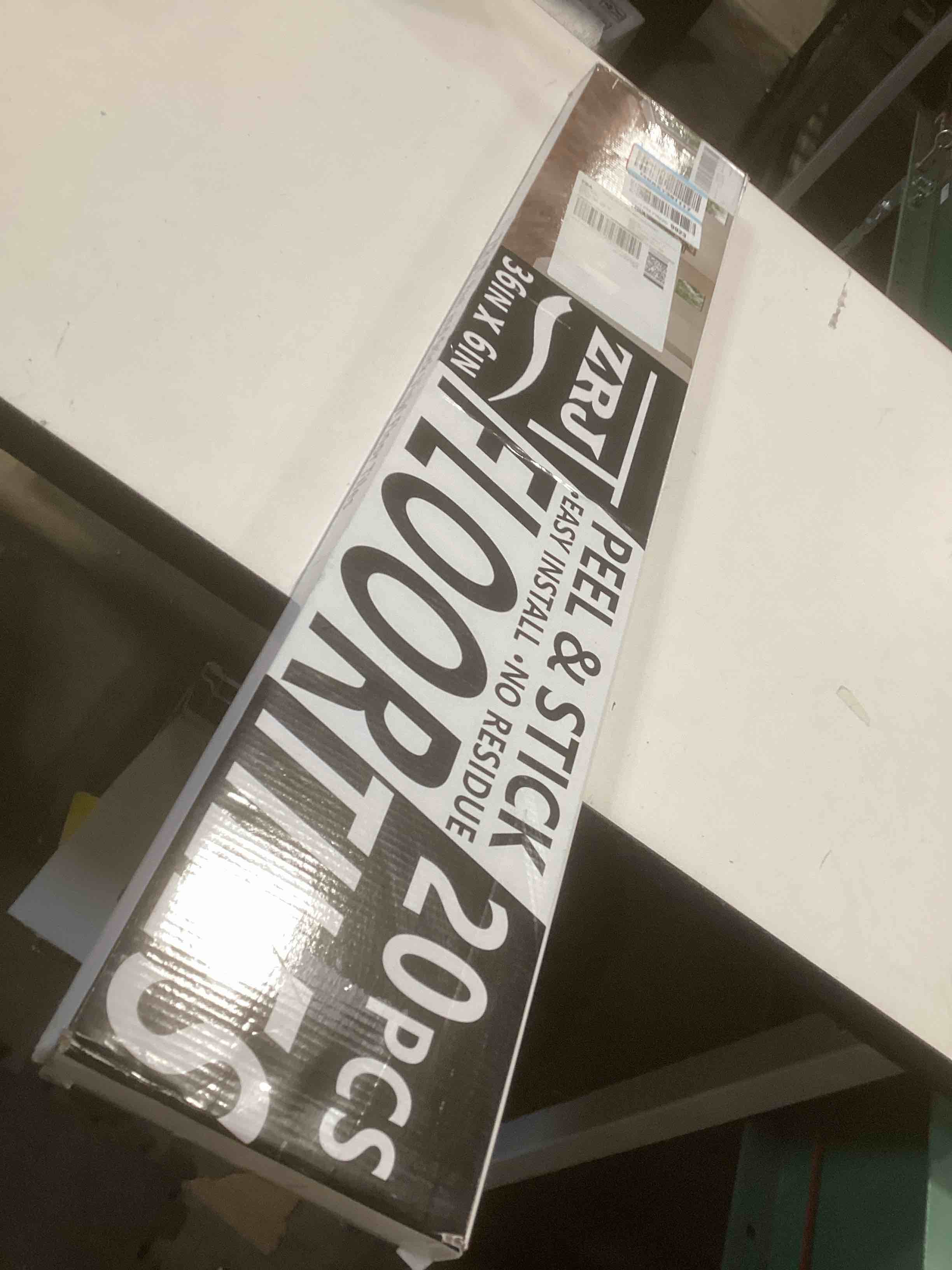 Condition photo showing Good Condition for 30 Sq.Ft. Peel and Stick Vinyl Floor Tiles 36" x 6" Wood Look Planks, 20 Pack Waterproof Self-Adhesive Flooring Tiles, DIY for Renter, Kitchen, Living Room, RV, Washed White 36x6 Inch Washed White 20