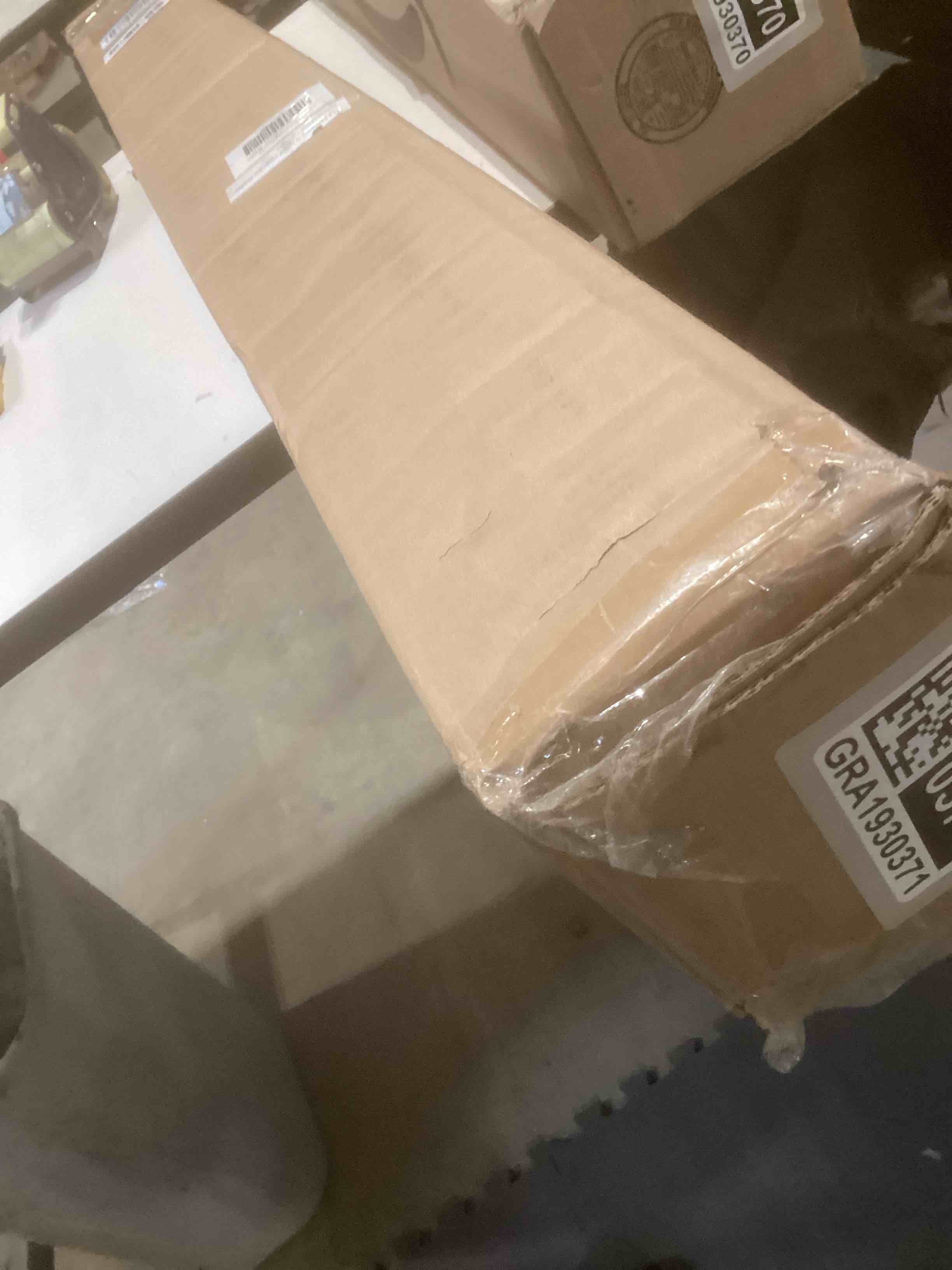 Condition photo showing As Is for SIMILAR TO…LazBlinds Cordless Bamboo Roman Shades, Privacy Blinds for Interior Windows, Room Darkening Roll Up Bamboo Blinds for Home & Patio, 29.5" W x 64" H, BDP-Driftwood Privacy - Driftwood 29 1/2" W x 64" H