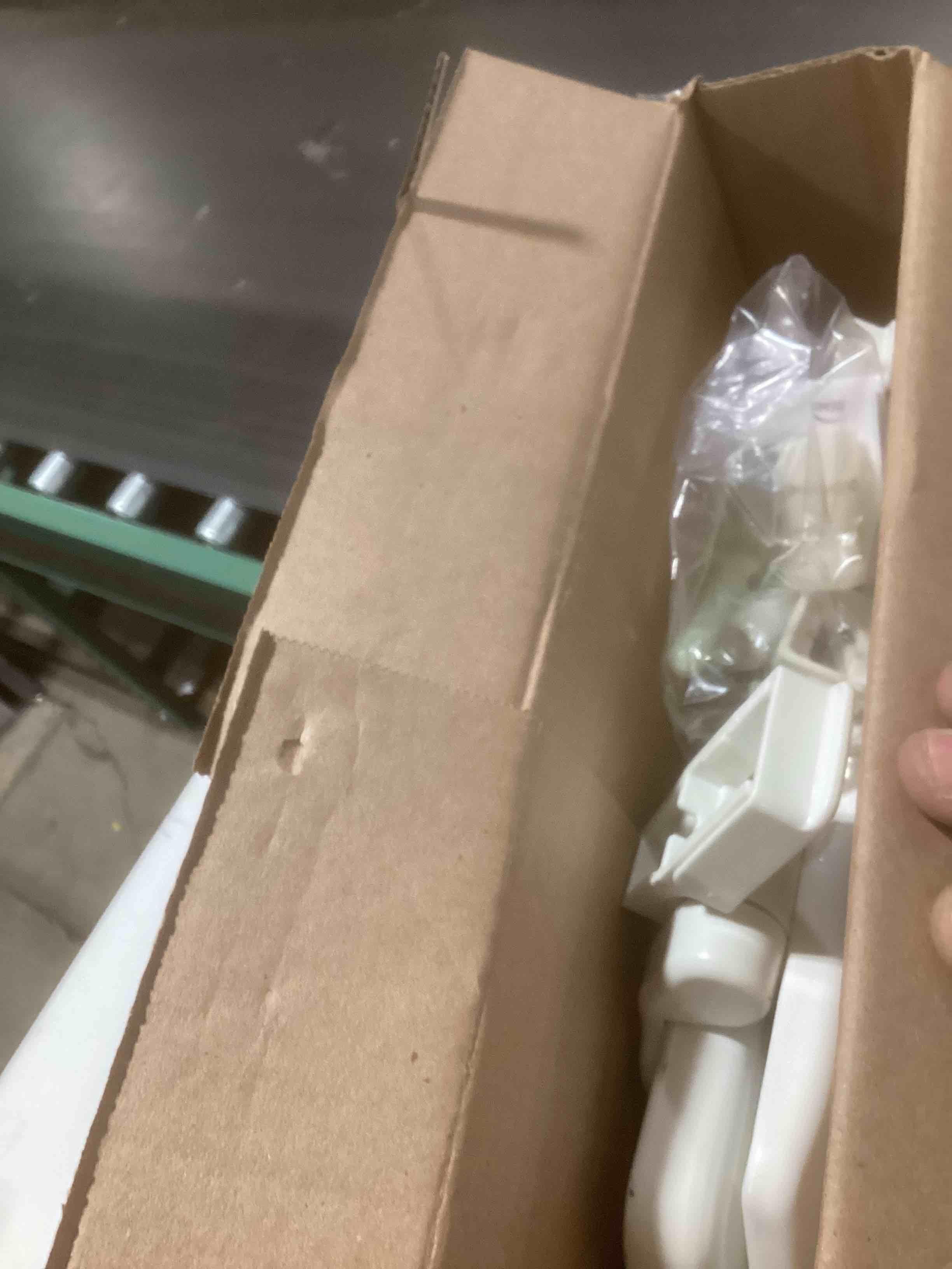 Condition photo showing As Is for Mayfair by Bemis NextStep2 Wood White Elongated Soft Close Toilet Seat