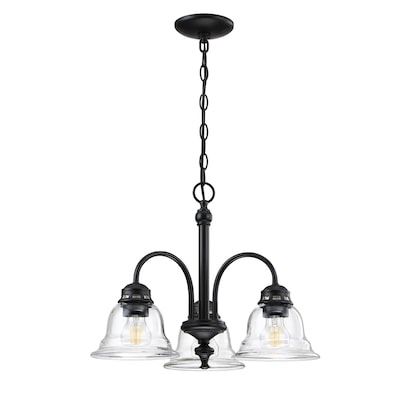  project source fallsbrook 3 -light matte black clear glass steel chandelier
