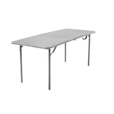 cosco 2.5-ft x 6-ft fold-in-half indoor or outdoor rectangle resin gray folding banquet table 8 -