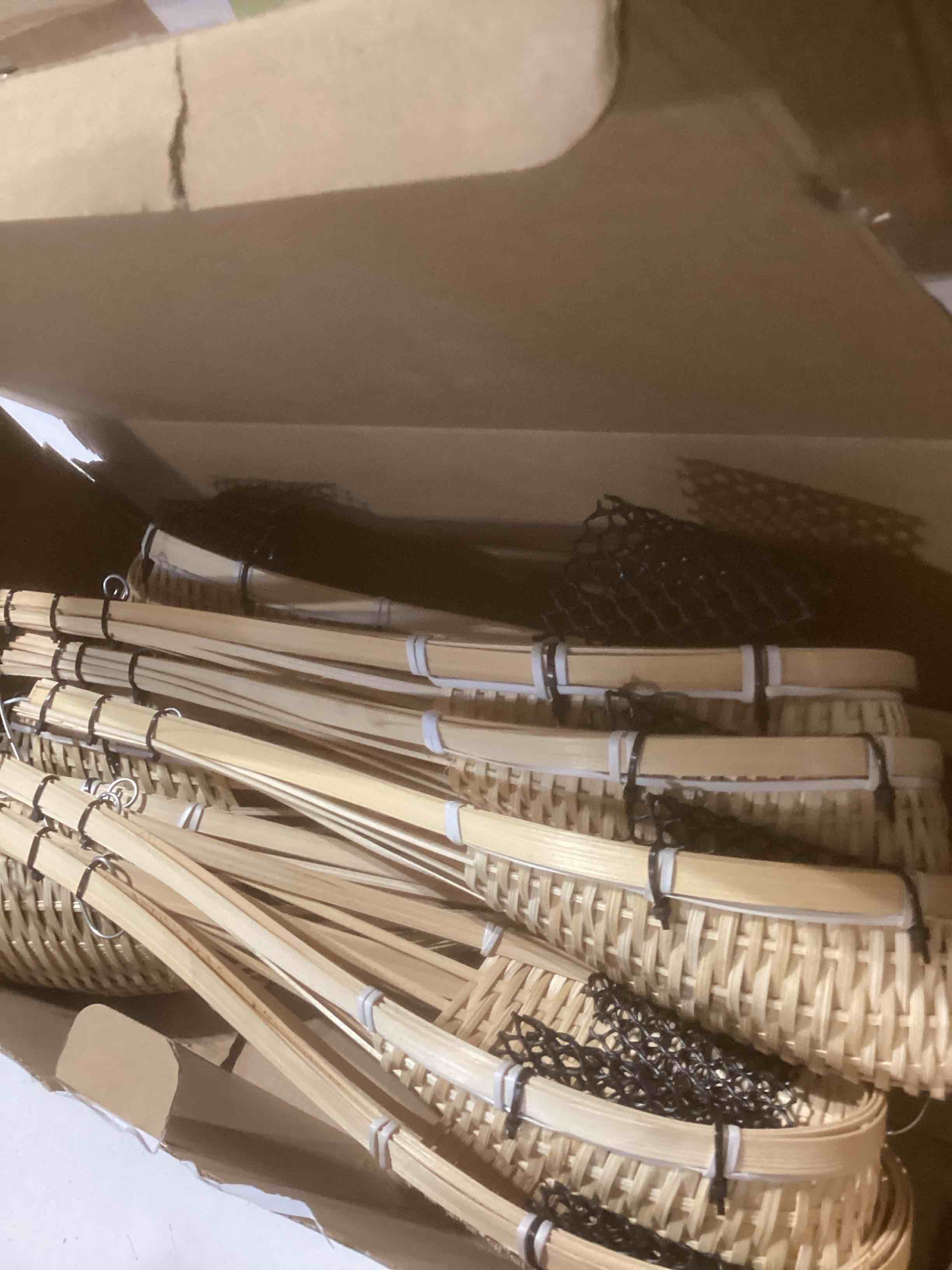 Condition photo showing As Is for Weysat 10 Pack Hanging Orchid Planter Thai Bamboo Woven 4 Inch Bird Nest Style Orchid Hanging Basket Bamboo Flower Basket with Metal Hook for Trellis Gazebo Indoor Outdoor Wall Small Flower Planter