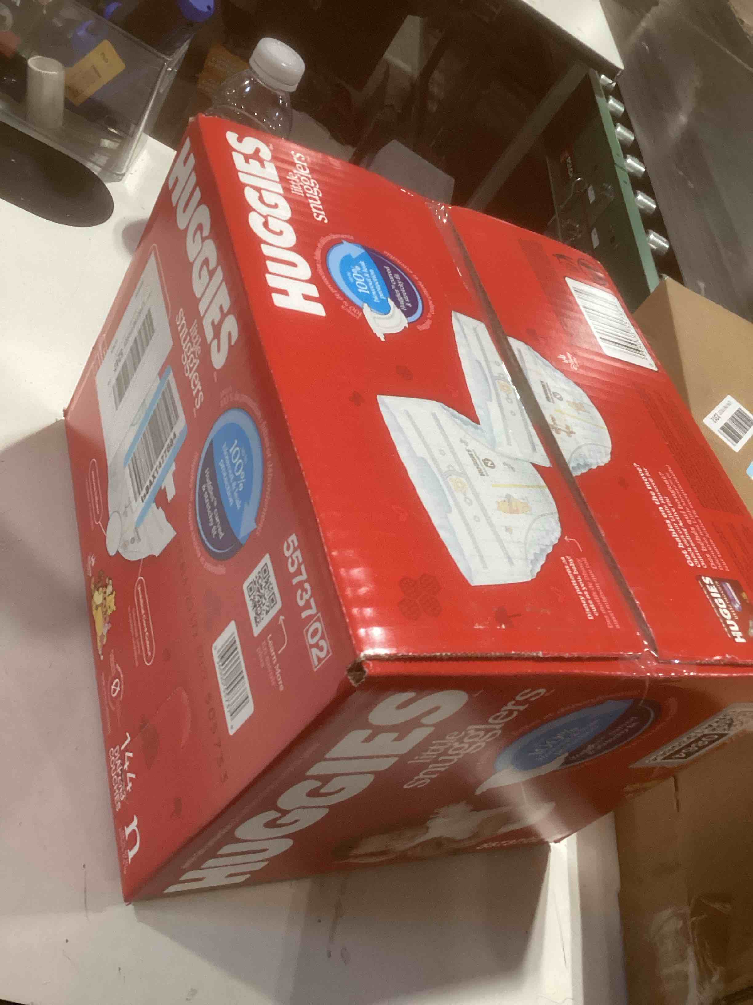 Condition photo showing New/Like New for Huggies Size Newborn Diapers, Little Snugglers Baby Diapers, Size Newborn (up to 10 lbs), 144 Count, Packaging May Vary