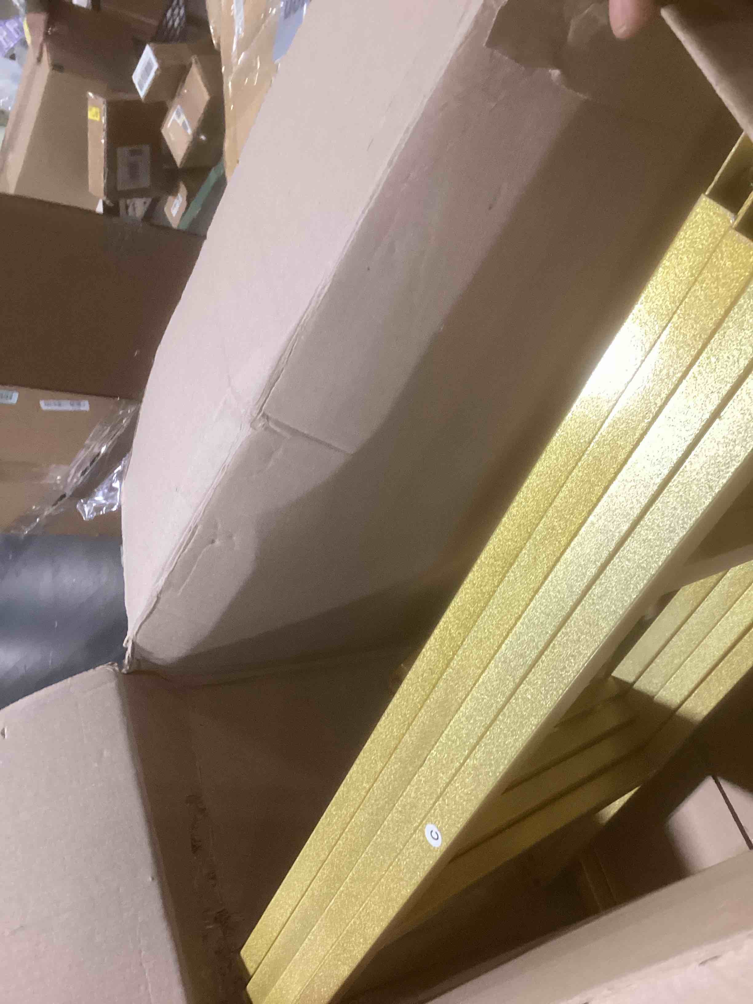 Condition photo showing As Is for U-Shaped Metal Arched Flower Rack Perfect for Wedding Decorations and Celebrations 7.2 x 4.2 FT Wedding Arch Frame for Birthdays, Parties, and More (Gold)