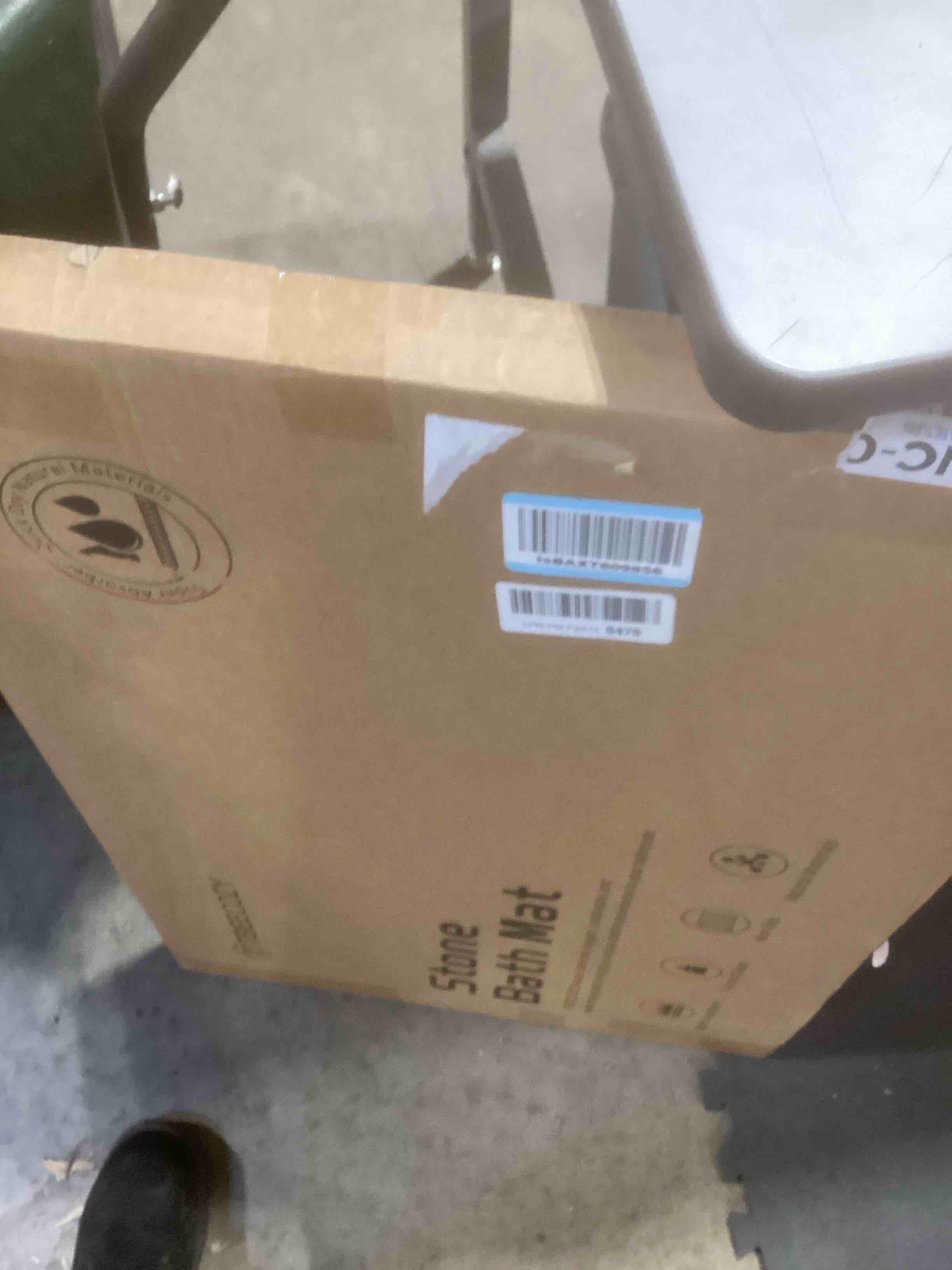 Condition photo showing As Is for Stone Bath Mat, 20"x30" Large Size Diatomite Fast Drying Non Slip Stone Shower Mat, Super Absorbent for Bathroom & Kitchen, Multi-Use as Pet Mat, Easy to Clean, Gray Style 01-gray 20"x30"