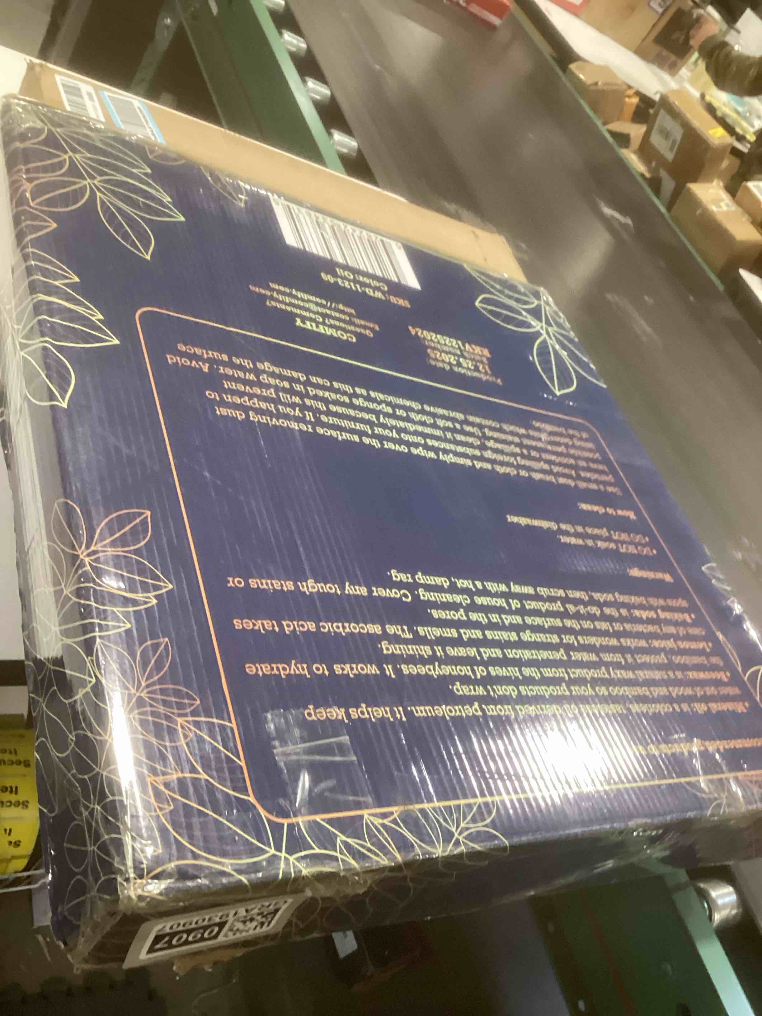 Condition photo showing As Is for Extra Large (22") Comfify Square Premium Acacia Wood Ottoman Tray with Handles - Use for Serving Food in Style for Dinner, Breakfast, Snacks, BBQ, Entertaining Guests & More - Brown