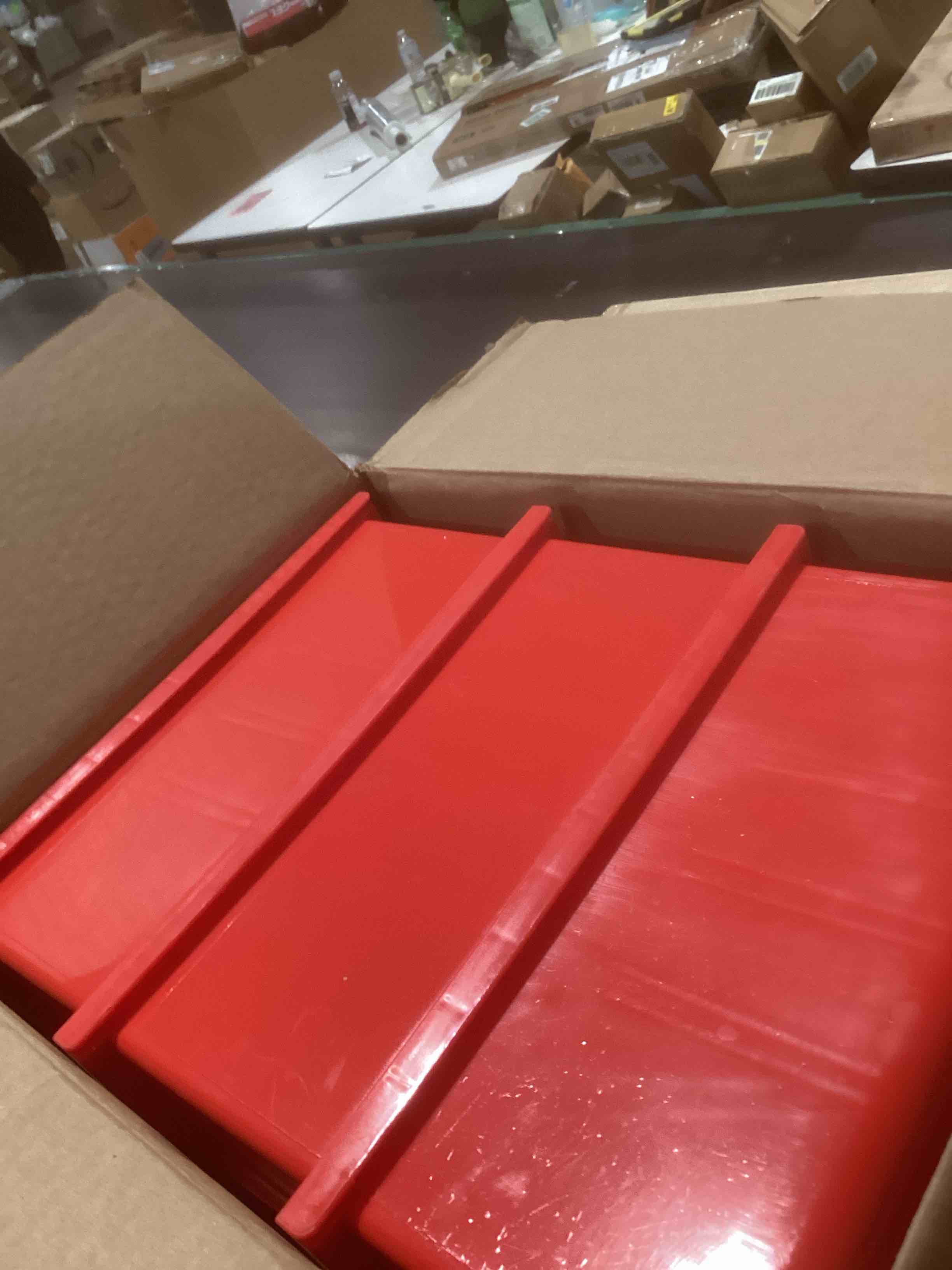 Condition photo showing Good Condition for -SIMILAR TO…Mils 30230 AkroBins Plastic Storage Bins, Space-Saving Stackable Bins for Garage, Pantry, Craft Organization, 11-Inch x 5-Inch x 5-Inch, Red, 12-Pack