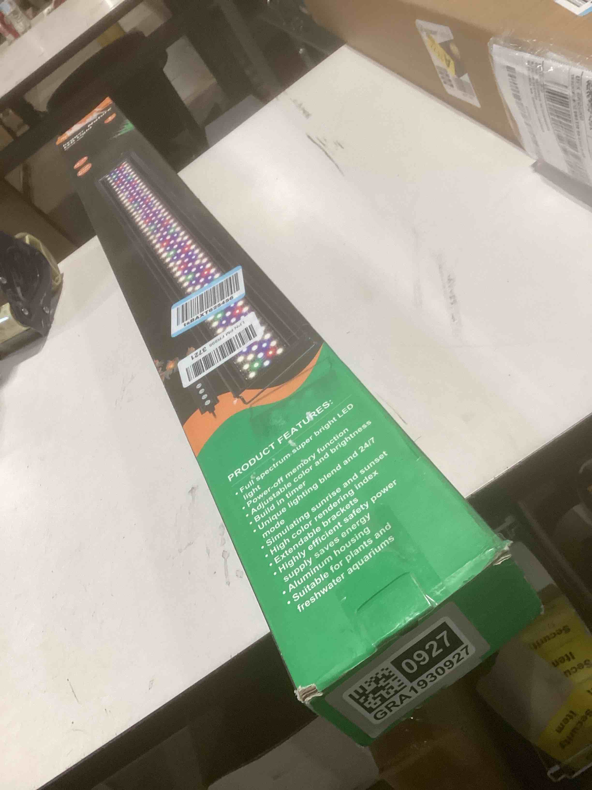 Condition photo showing As Is for SIMILAR TO..hygger 22W 24/7 Lighting Aquarium LED Light, Sunrise-Daylight-Moonlight Mode and DIY Mode, Adjustable Timer Adjustable Brightness Fish Tank Light with Extendable Bracket 7 Colors for Planted Tank 22W for 24~30inch Tank