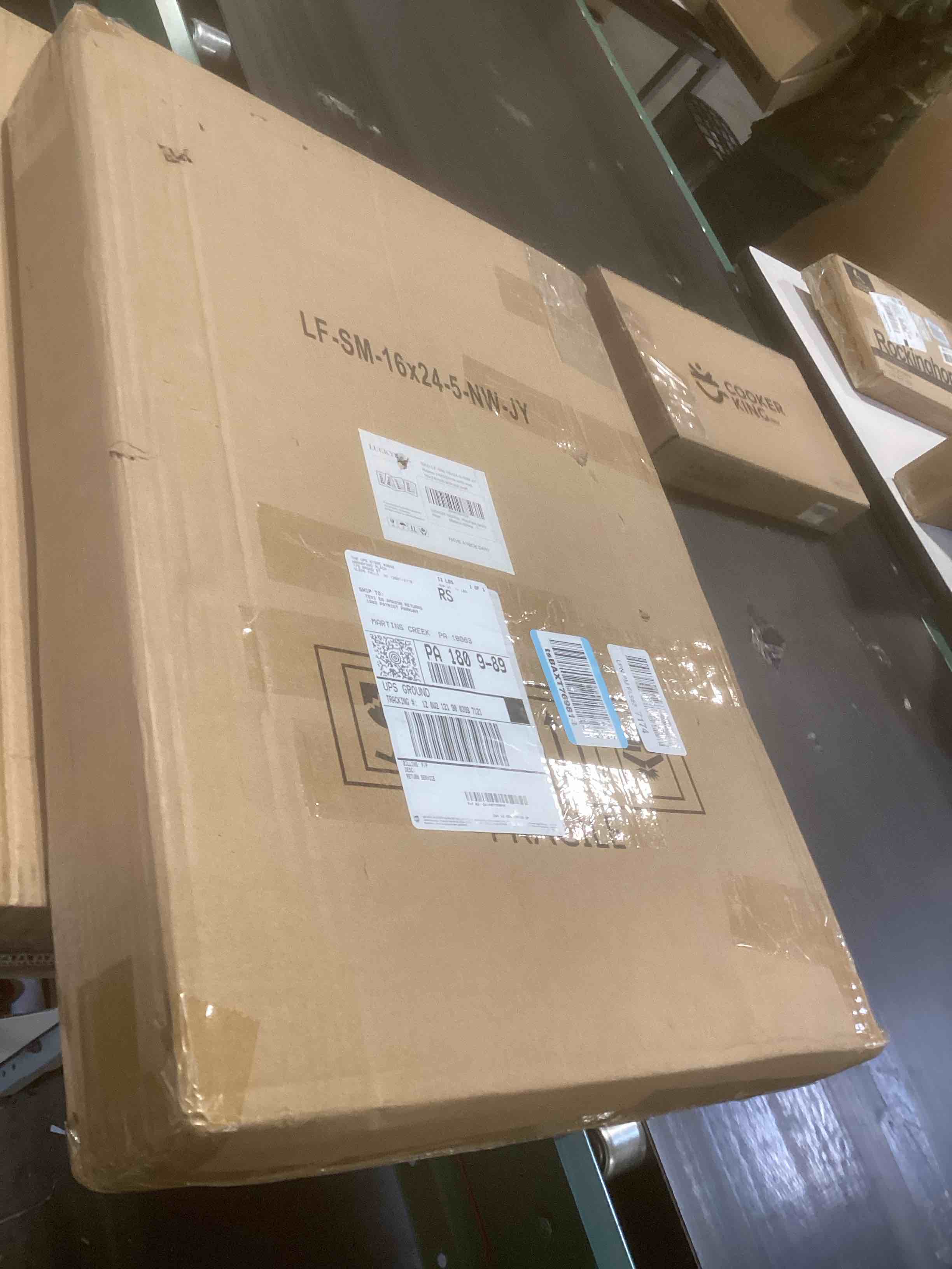 Condition photo showing As Is for LUCKYLIFE 16x24 Picture Frame Solid Natural Wood, Display 14x22 photo with Mat or 16x24 without Mat for Wall Hanging, Set of 5 Natural 16x24