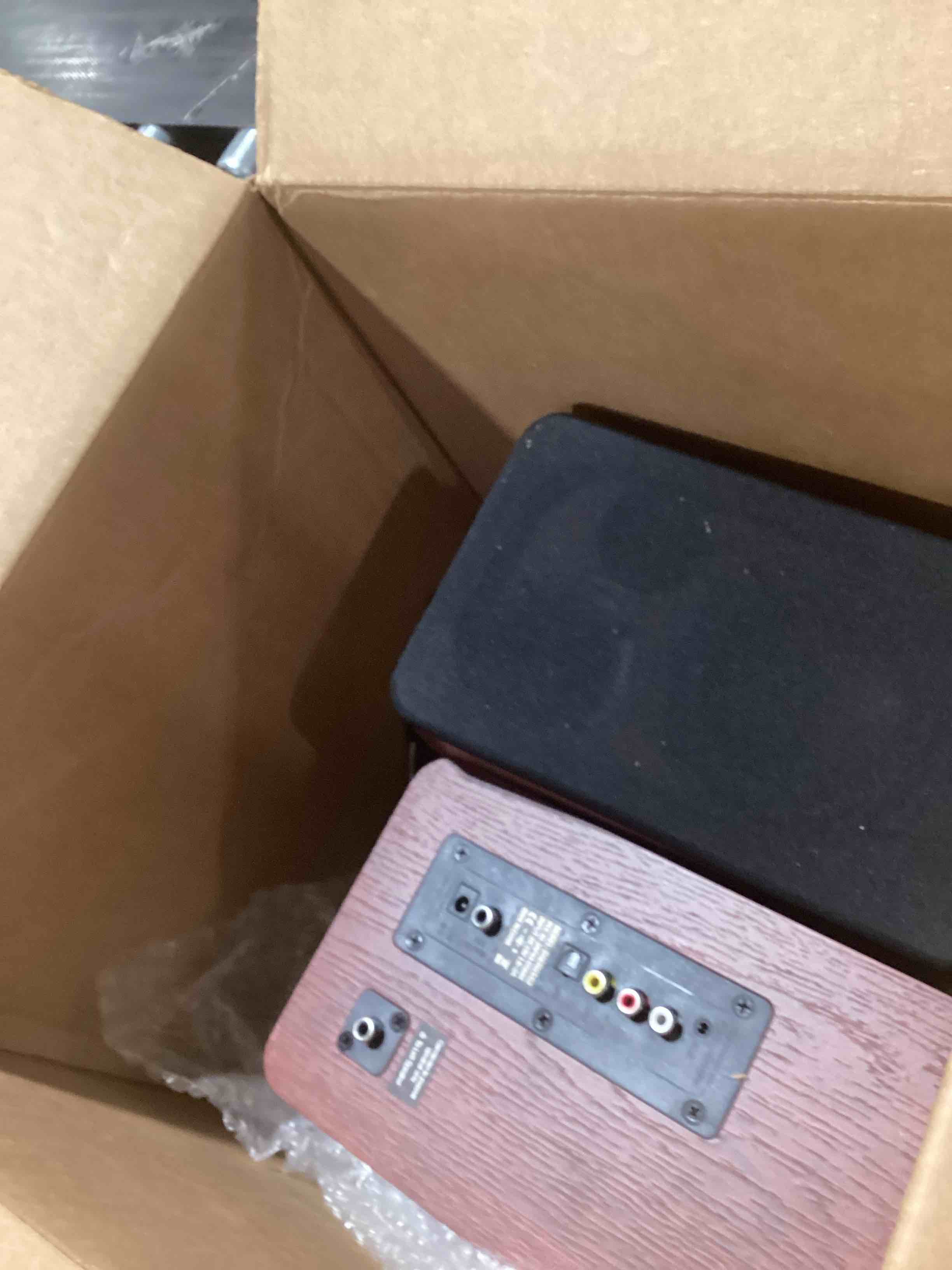 Condition photo showing item condition for Saiyin Bluetooth Bookshelf Speakers, 30W X 2 Powered TV Speakers with 3.5 Inch Woofer, Turntable Speakers with Optical/AUX/RCA Input for PC and TV