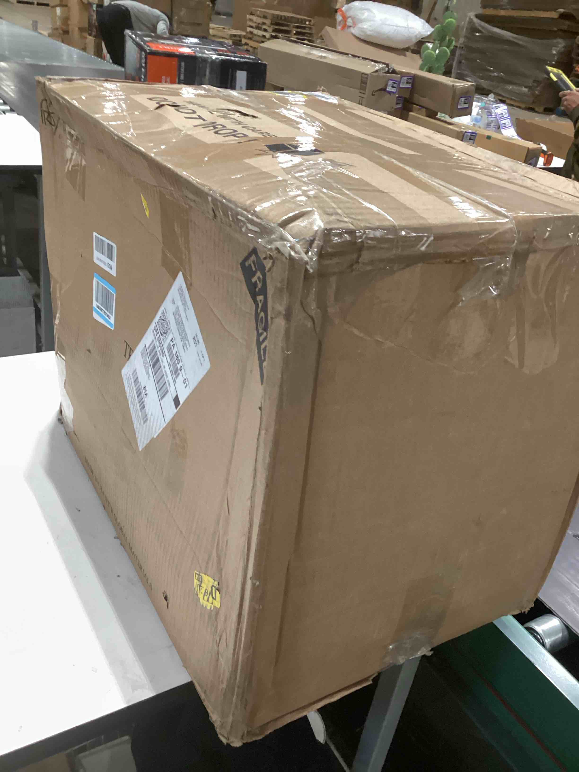 Condition photo showing As Is for IRIS USA 72 QT Plastic Storage Box with Lid and Latches - 4 Pack - BPA-Free, See-Through Organizing Solution, Durable Nestable Stackable Containers, Secure Pull Handle - Clear Clear 72 Qt 4 Pack