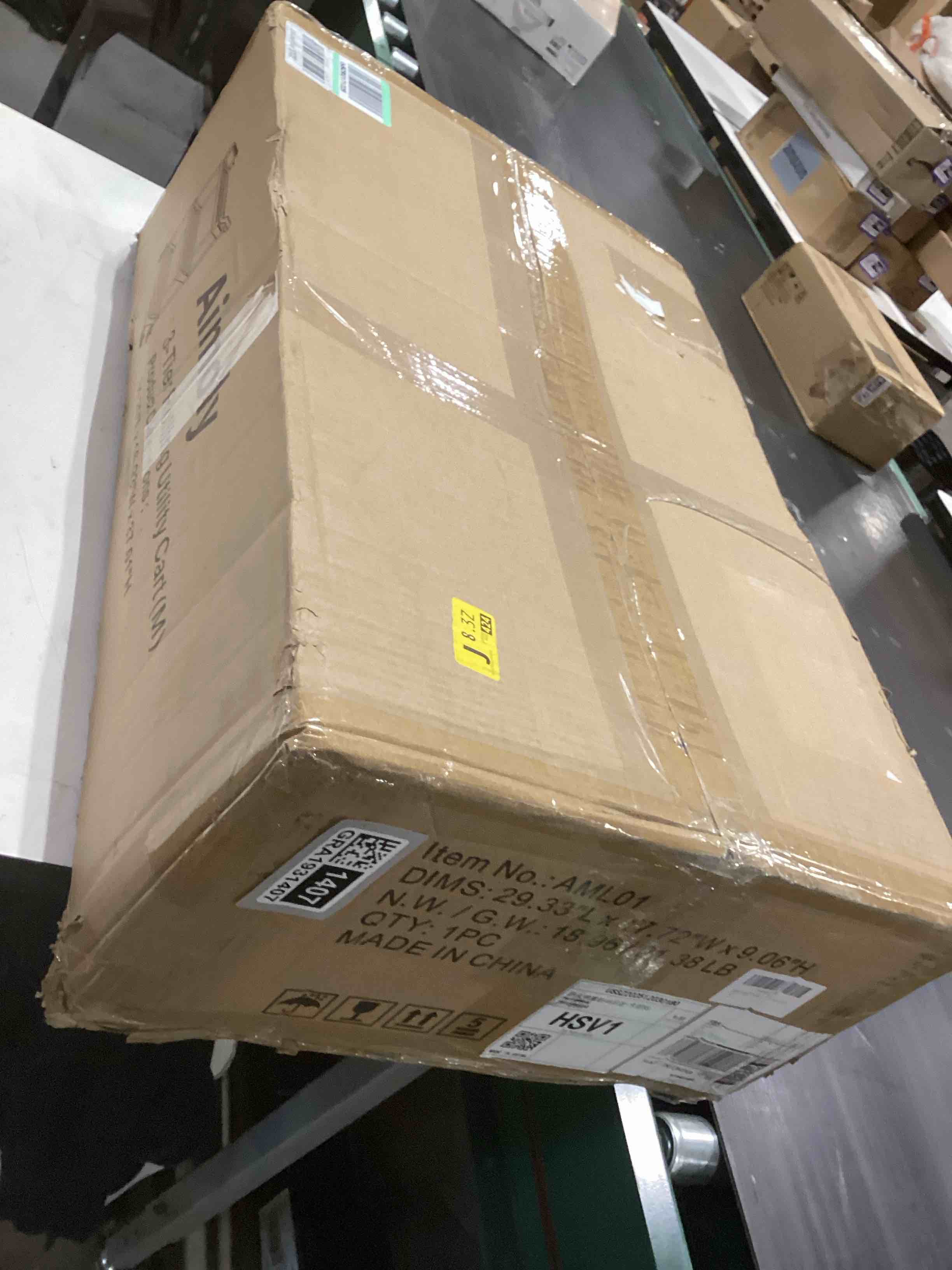 Condition photo showing Good Condition for 3-Tier Rolling Utility Cart with Wheels, 510 lbs Capacity Service Cart, Commercial Kitchen Cart with 4 Lockable Swivel Casters for Restaurant/Home/Warehouse/Office (34 x 17 x 37 in)