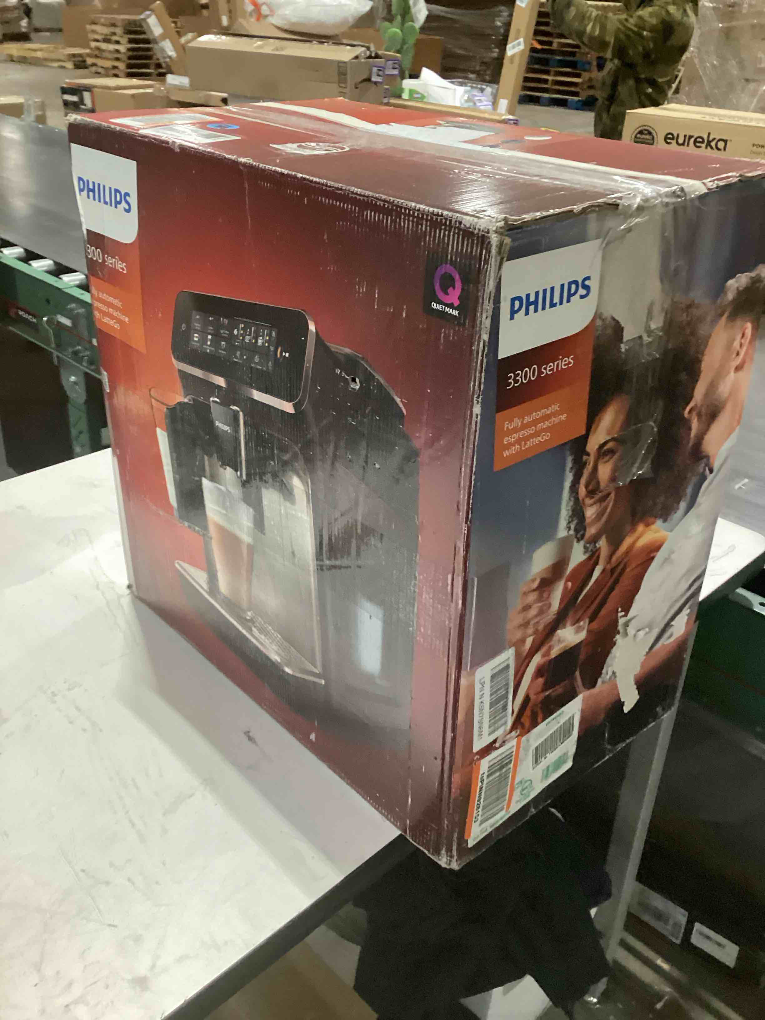 Condition photo showing As Is for Philips 3300 Series Fully Automatic Espresso Machine with LatteGo Milk System and integrated grinder, 6 Hot & Iced Coffee Pre-Sets, 40% Quieter SilentBrew, 15-Bar Pressure, Glossy Black (EP3341/50) Glossy Black Latte Go