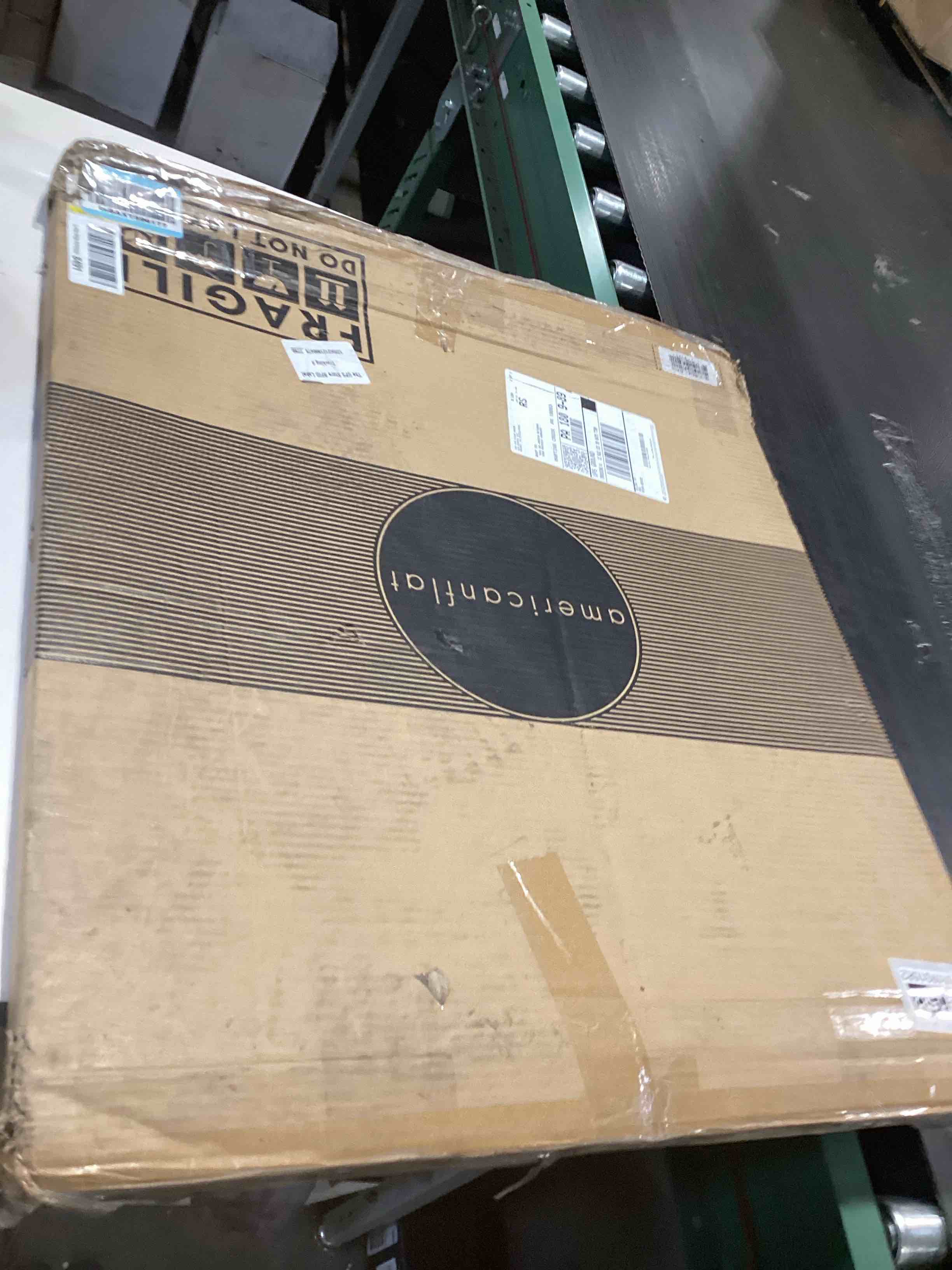 Condition photo showing As Is for Americanflat 24x24 Picture Frame with Polished Plexiglass - Use as 20x20 Frame with Mat or Display 24x24 Photo Without Mat - Hudson Collection - Wide Square Frames for Wall Display - Natural Oak Natural Oak 24x24