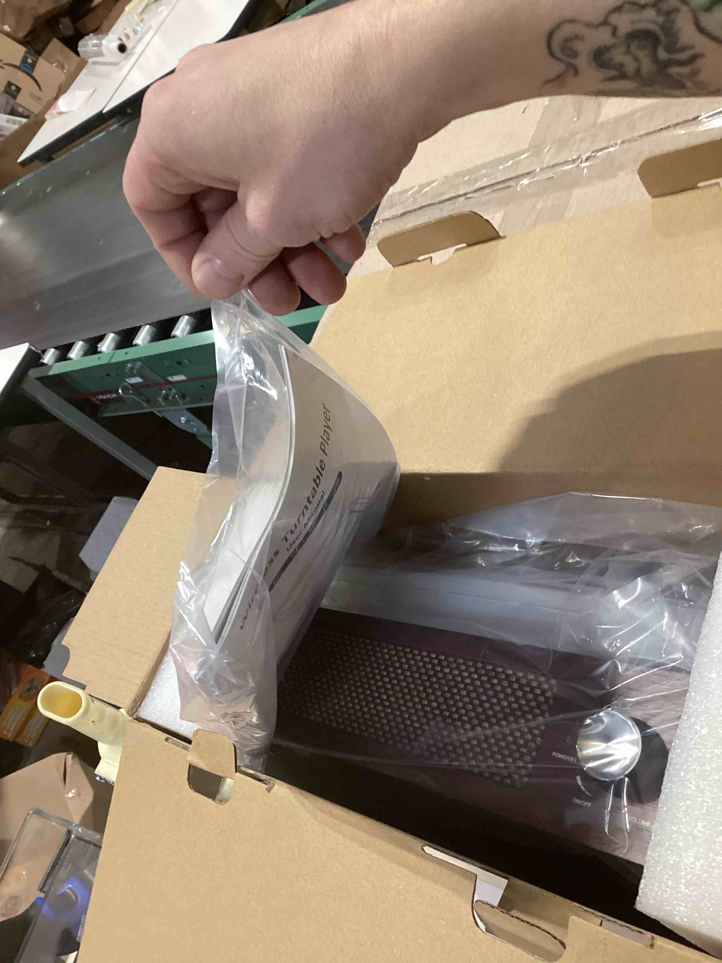 Condition photo showing Good Condition for Vinyl Record Player Turntable with Built-in Bluetooth Receiver & 2 Stereo Speakers, 3 Speed 3 Size Portable Retro Record Player for Entertainment and Home Decoration Brown