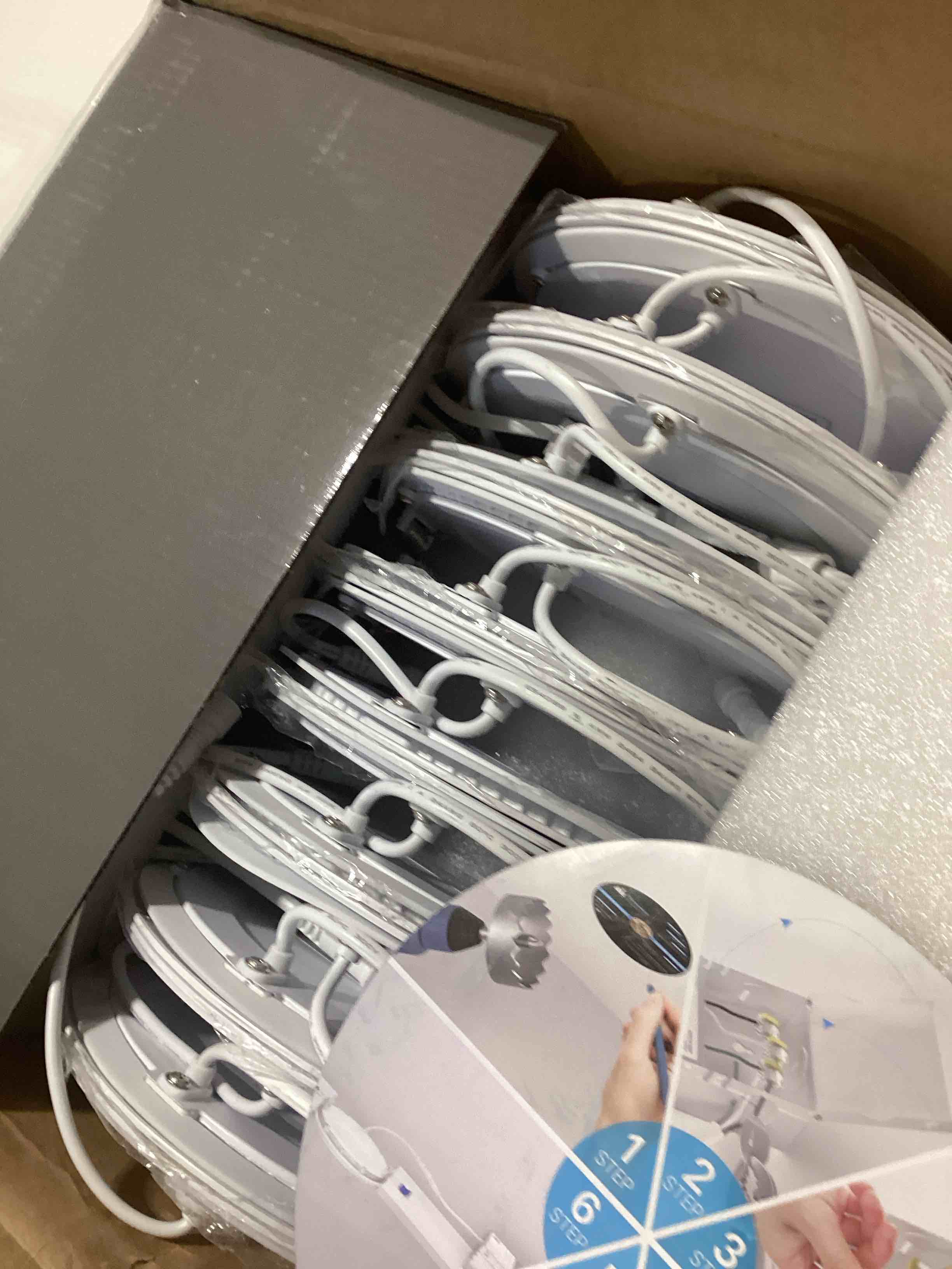 Condition photo showing Good Condition for Ensenior 16 Pack 6 Inch LED Recessed Ceiling Light, 3500K Neutral White, 1050LM 12W 120V, High Brightness Canless Wafer Downlight Dimmable - ETL&FCC&IC 6 Inch 3500k - Neutral White Light