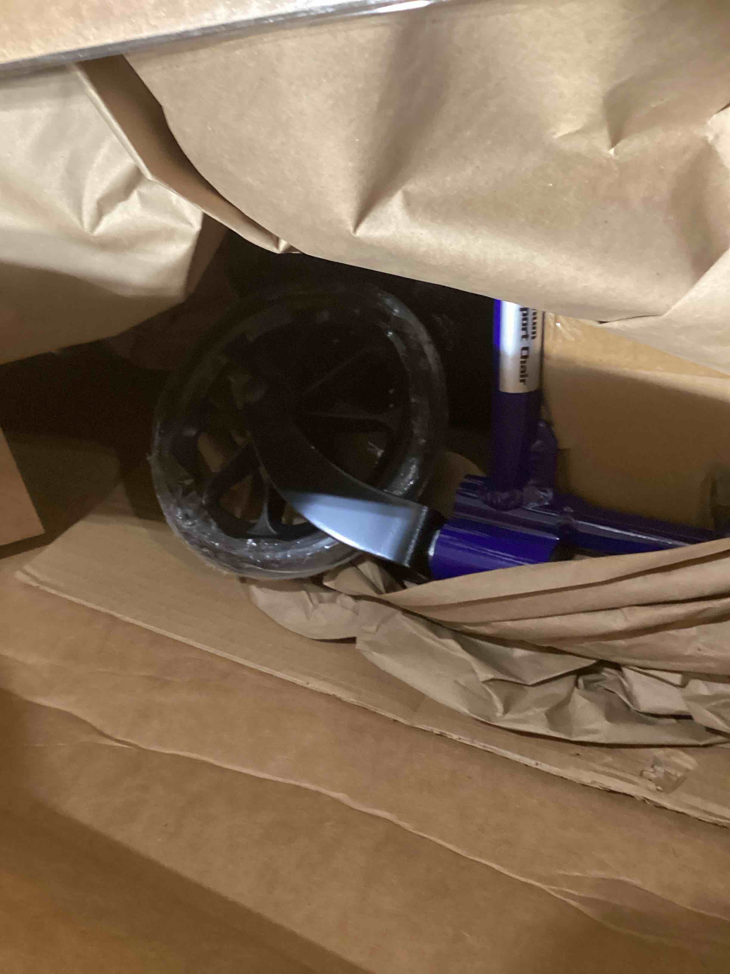 Condition photo showing Good Condition for Drive Medical Deluxe Lightweight Aluminum Transport Wheelchair, Blue, 17" 17" Blue