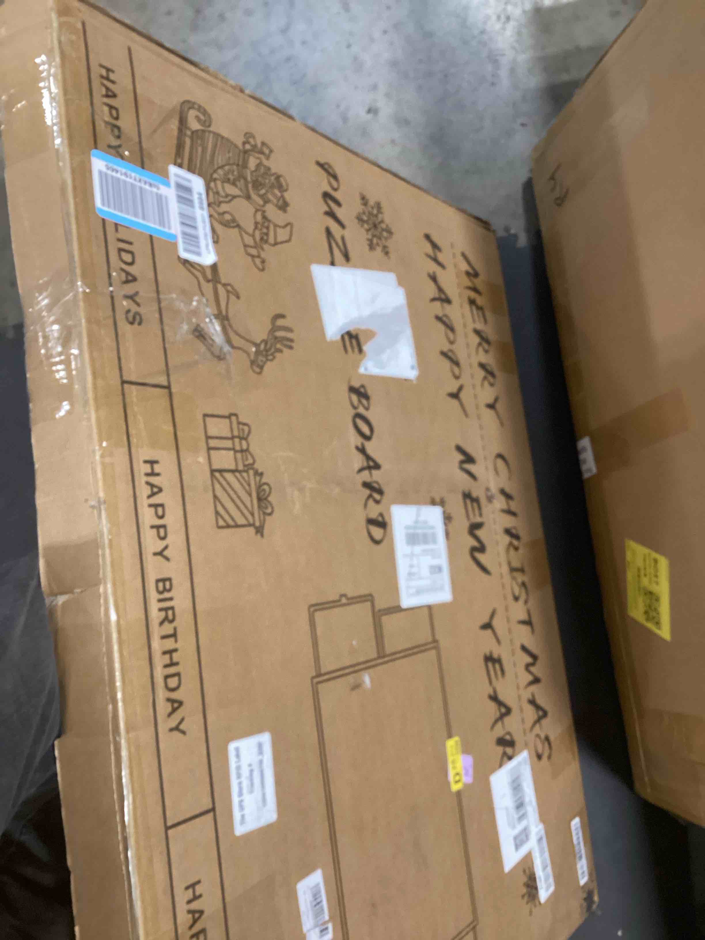 Condition photo showing As Is for Puzzle Board 1500 Pieces,Jigsaw Puzzle Board with Adjustable Tilting Pole,Felt Surface and Cover,Grey Tilting Puzzle Board with Drawers