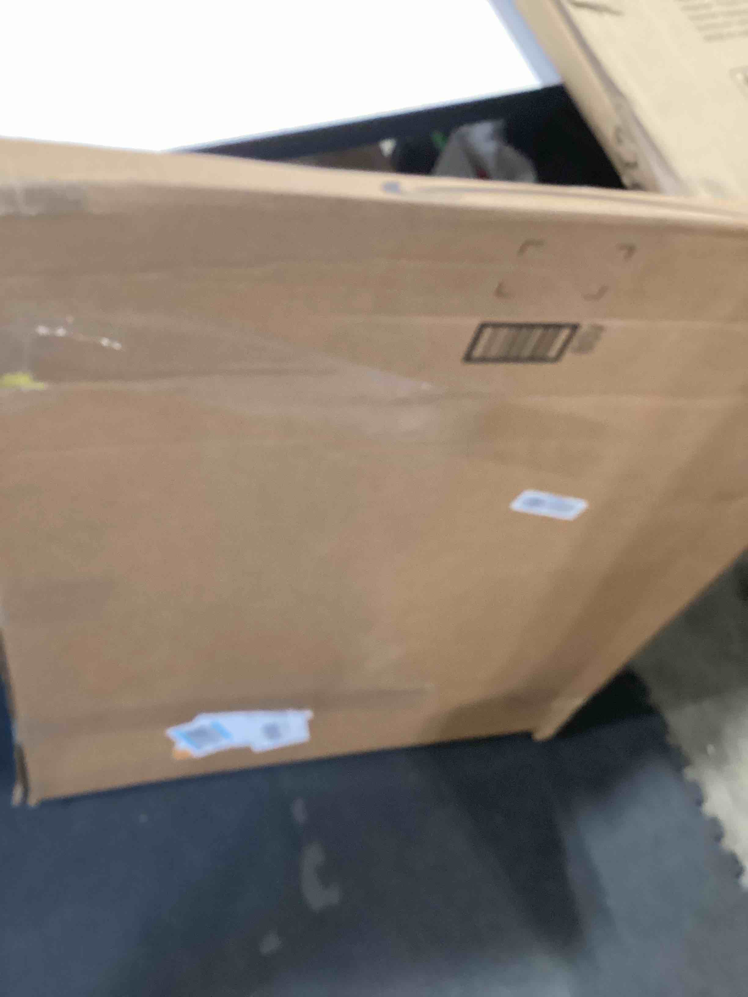 Condition photo showing As Is for MYPET North States Paws Portable Pet Gate: 26-40" Wide. Pressure Mount. No Tools Needed. Made in USA. Dog Gate 23" Tall, Expandable, Durable Dog Gates for Doorways, Light Gray