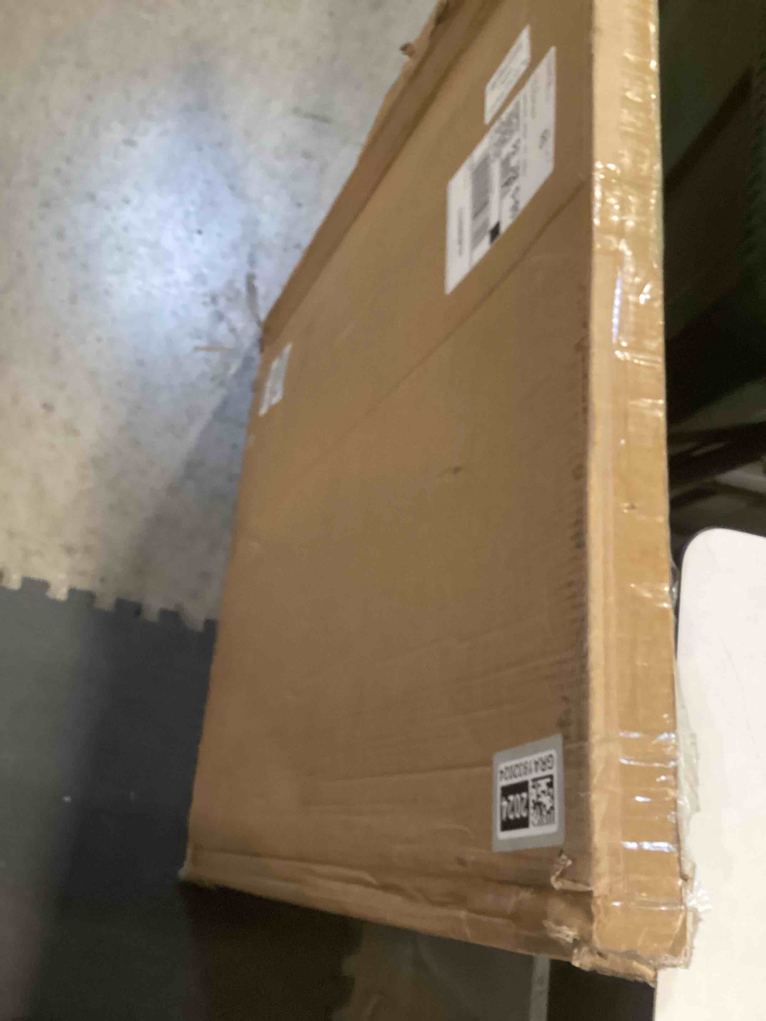 Condition photo showing As Is for Extra Wide Dog Gate with Door, Adjustable Pet Barrier for Large Openings – Tall Pressure Mounted Safety Gate for Indoor Doorways and Stairs, Fits Up to 32 Inches