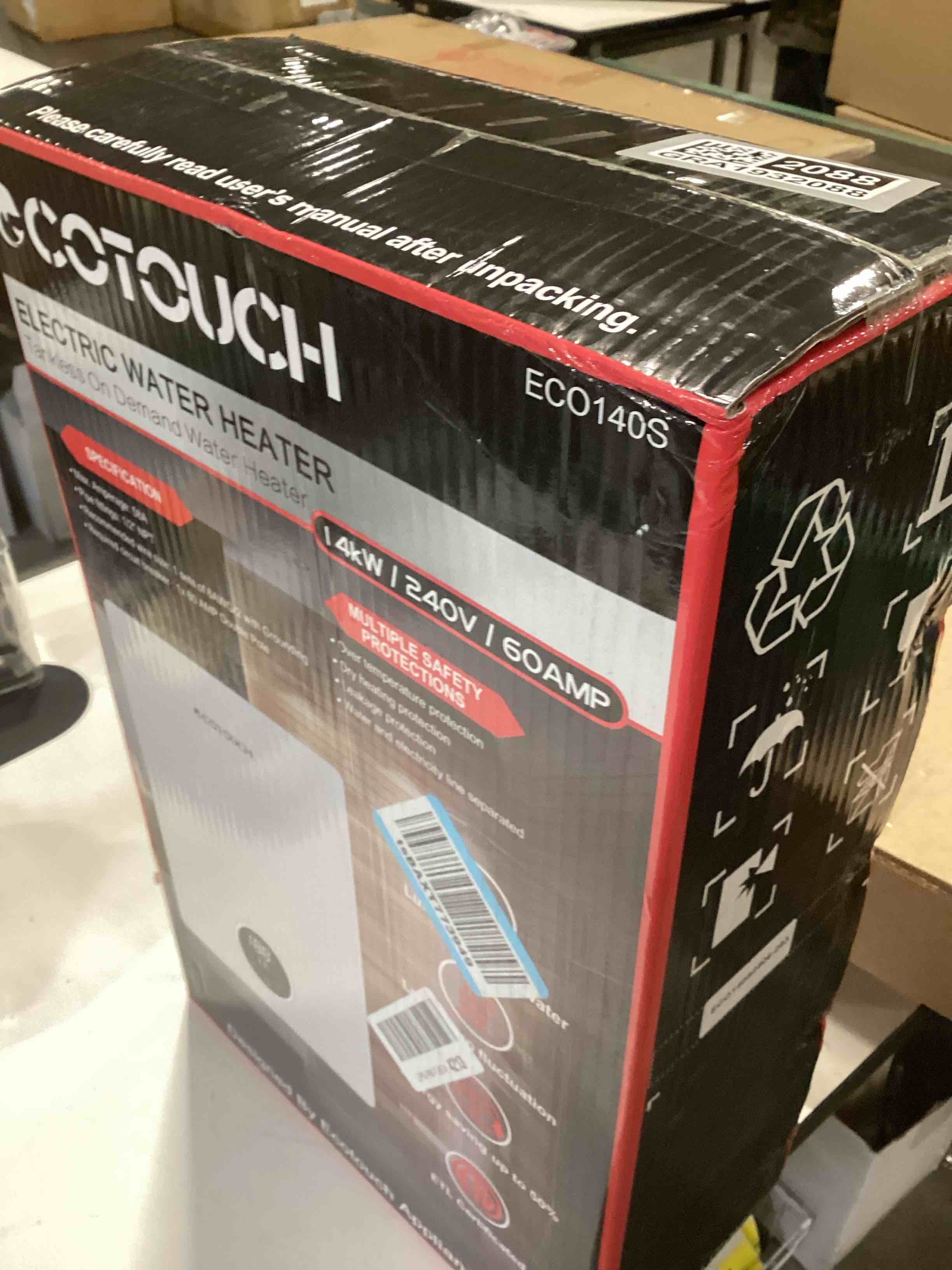 Condition photo showing Good Condition for Tankless Water Heater Electric, ECOTOUCH 14kW 240V Instant Water Heater On Demand Hot Water Heaters Electric, Up to 3.38 GPM for 2-3 Point of Use, ETL Certificated, Self-Modulating, ECO140S White