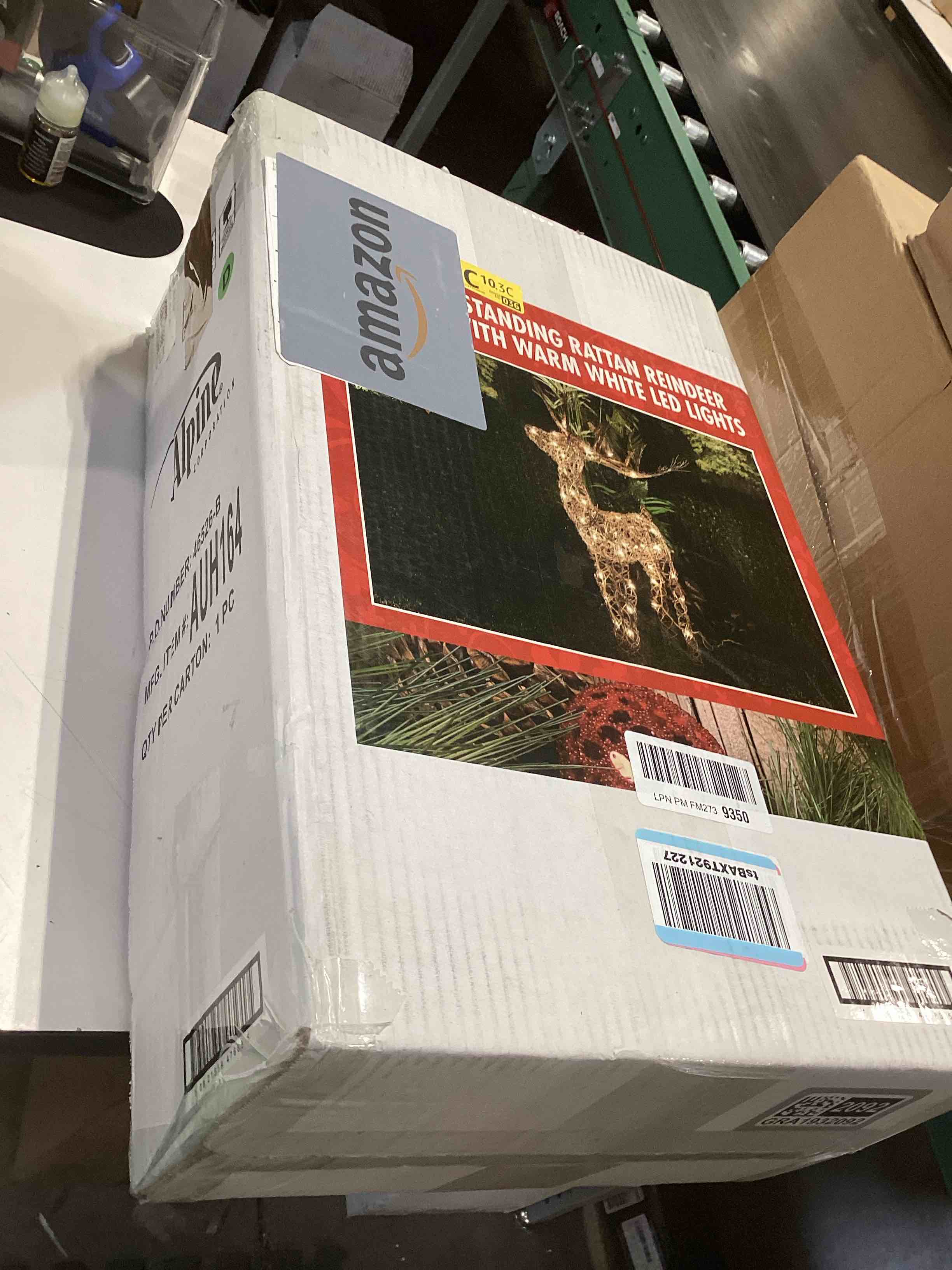 Condition photo showing Good Condition for Alpine Corporation 35" Tall Outdoor Rattan Reindeer Lawn Decoration with 50 White LED Lights, Indoor/Outdoor Christmas Holiday Yard Decor Garden Display 35" H - Reindeer w/ LEDs