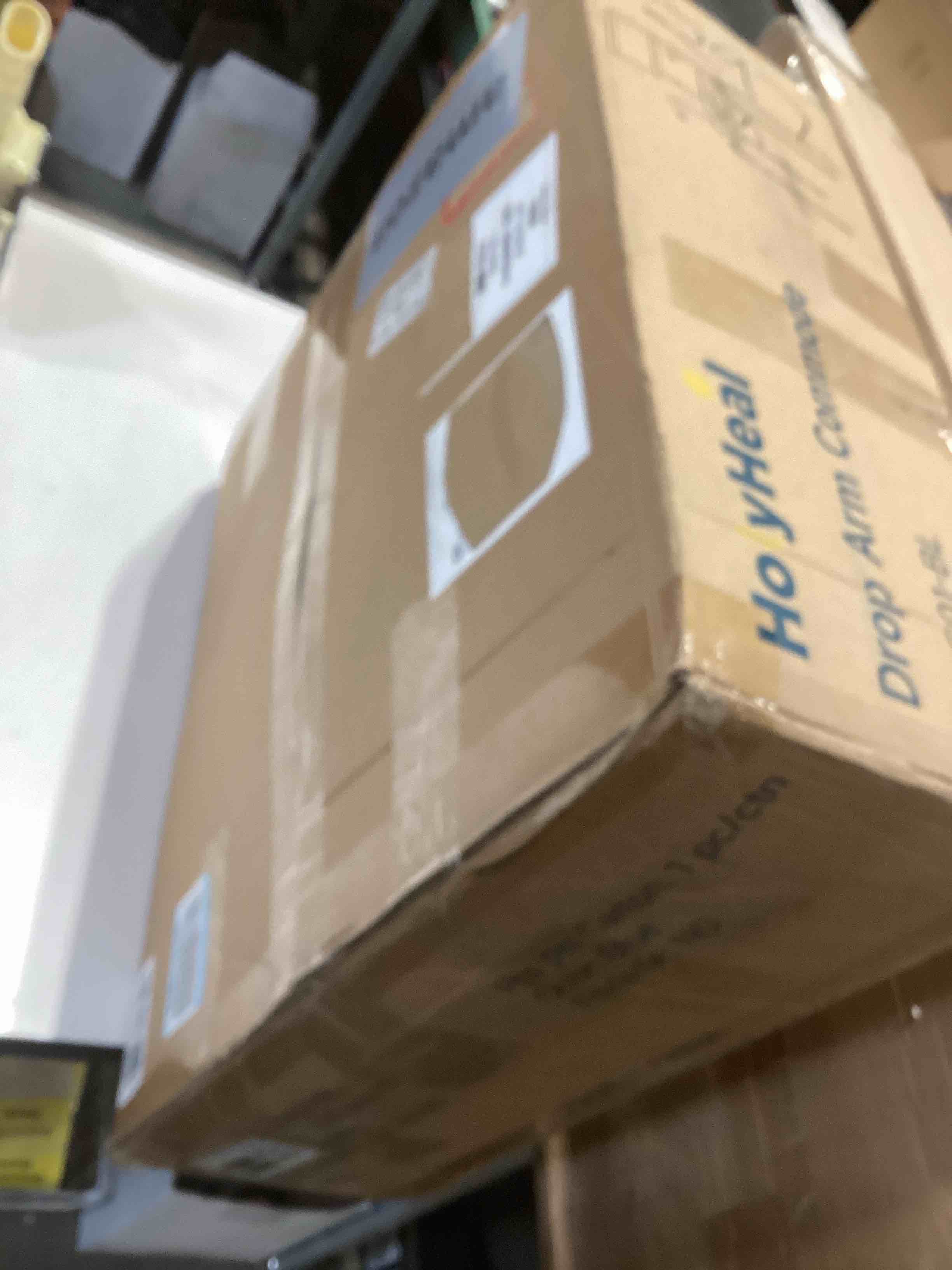 Condition photo showing item condition for Drop Arm Bedside Commode, Commode Toilet with Padded Seat and Backrest, 300lbs Capacity, 6.3QT Removable Bucket and Splash Guard, Adjustable Height Portable Toilet for Adults, Blue