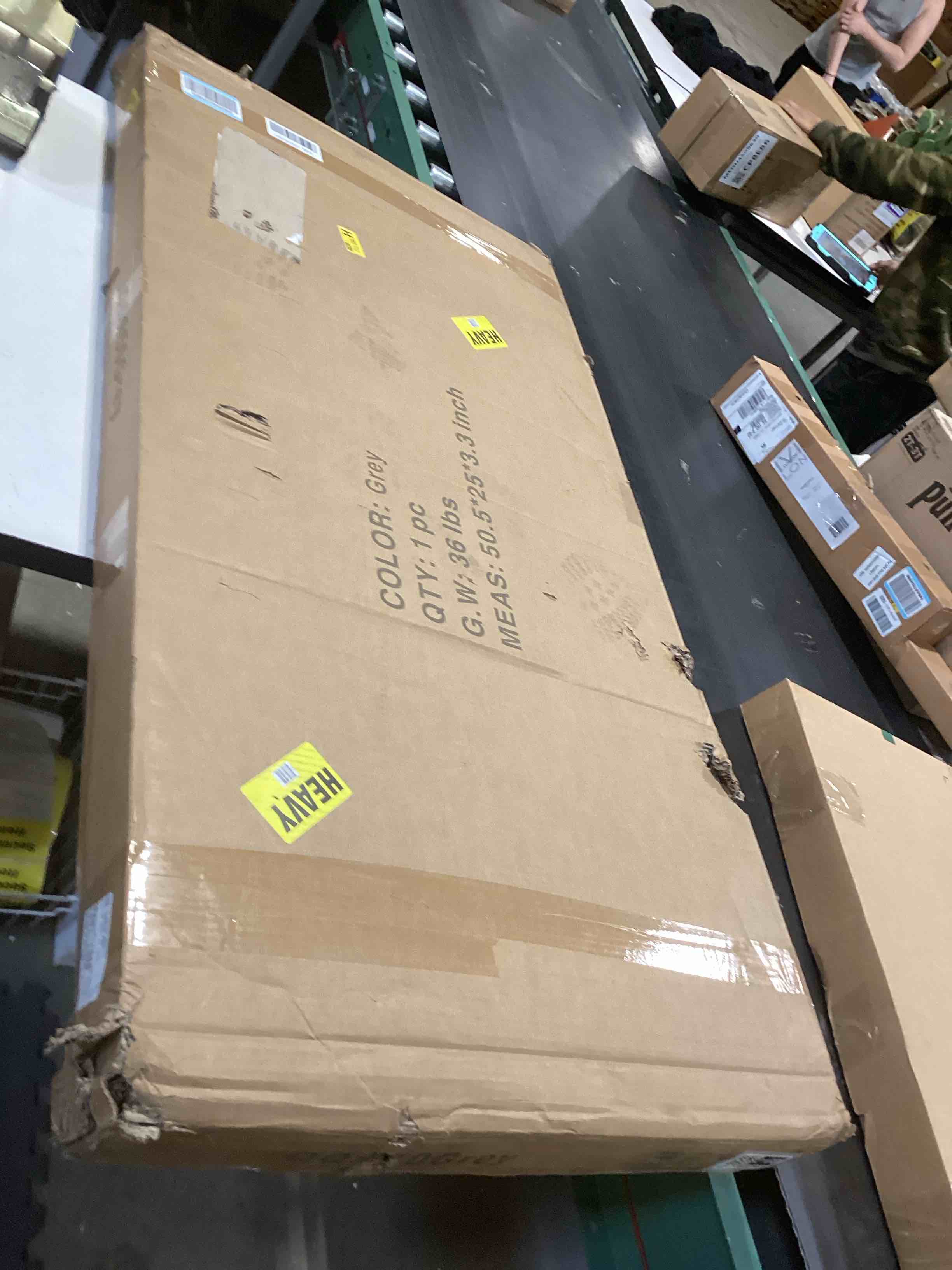 Condition photo showing As Is for TigerDad Overbed Desk with Wheels - King & Queen Bed Table - Laptop Table - Gray, QQ-950 Grey