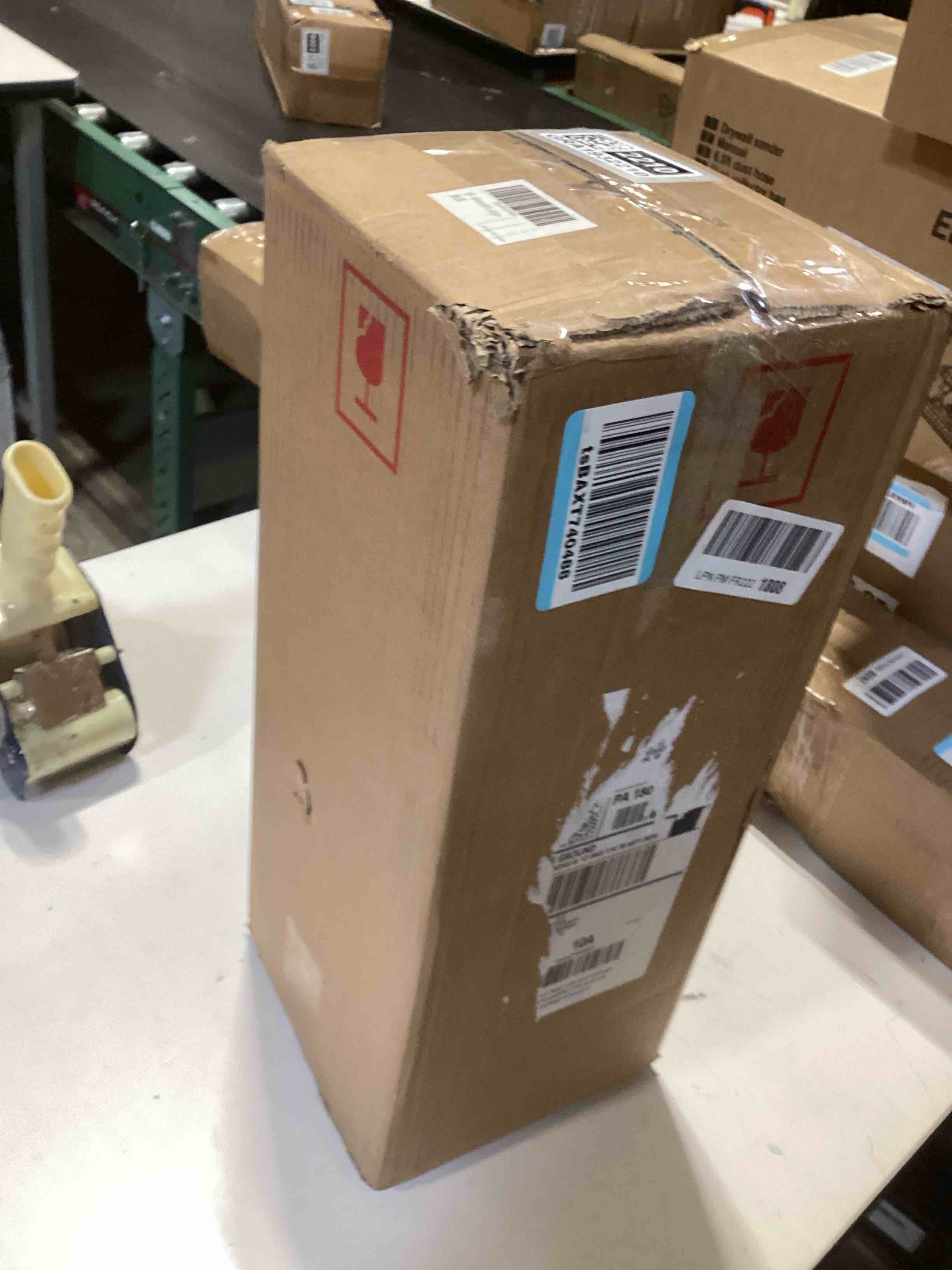 Condition photo showing As Is for 18" Black Metal Modern Candle Lantern – Decorative Hurricane Lantern for Indoor & Outdoor Use, Ideal for Table, Mantle, Porch, Halloween, Christmas, and Wedding Decor (No Glass Panel) Large