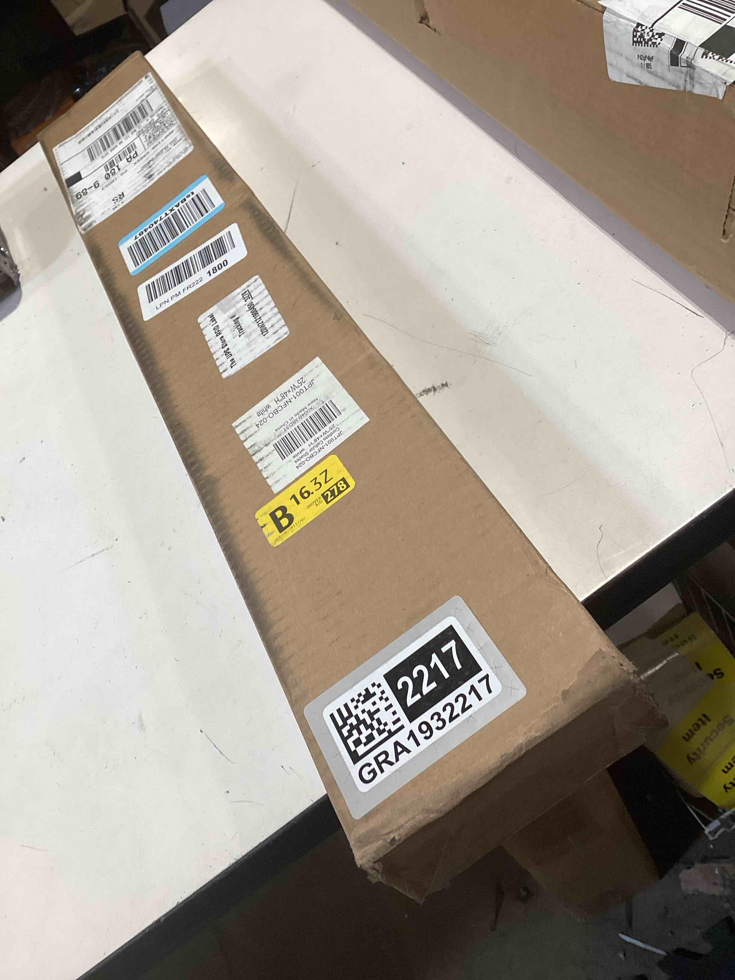 Condition photo showing Good Condition for LazBlinds No Tools No Drill Cordless Cellular Shades, Blackout Light Blocking Honeycomb Shades for Home, Thermal Insulation Blinds for Windows, 25" W x 48" H, White Blackout-white 25" W x 48" H