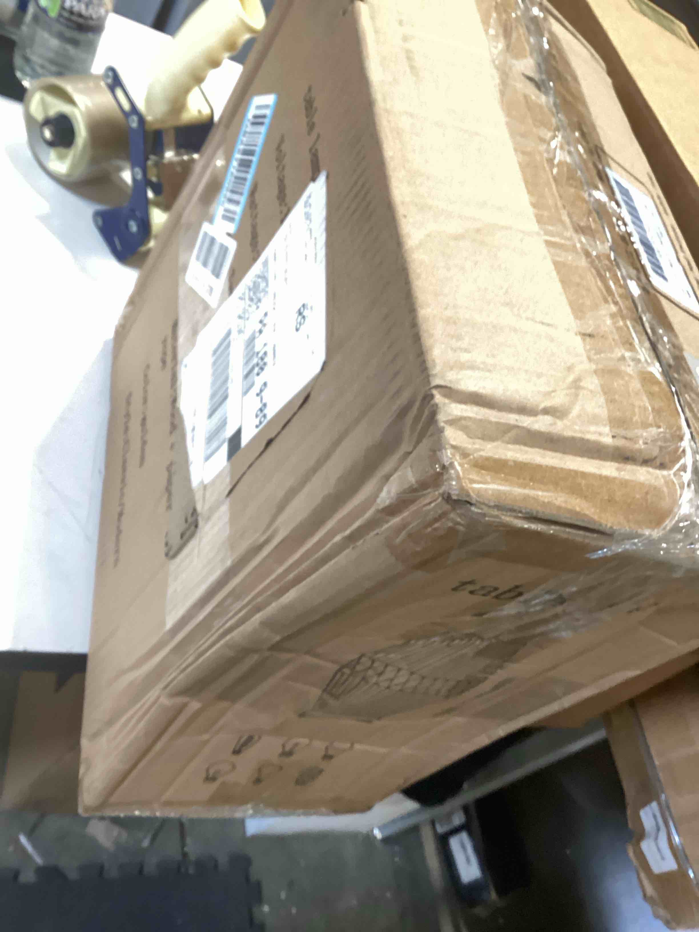 Condition photo showing As Is for 2 Pack Boho Rattan Table Lamps, Handmade Woven Bedside Lamp, Small Desktop Nightstand Lamp for Kids Room, Living Romm, Bedroom, Dorm Decor