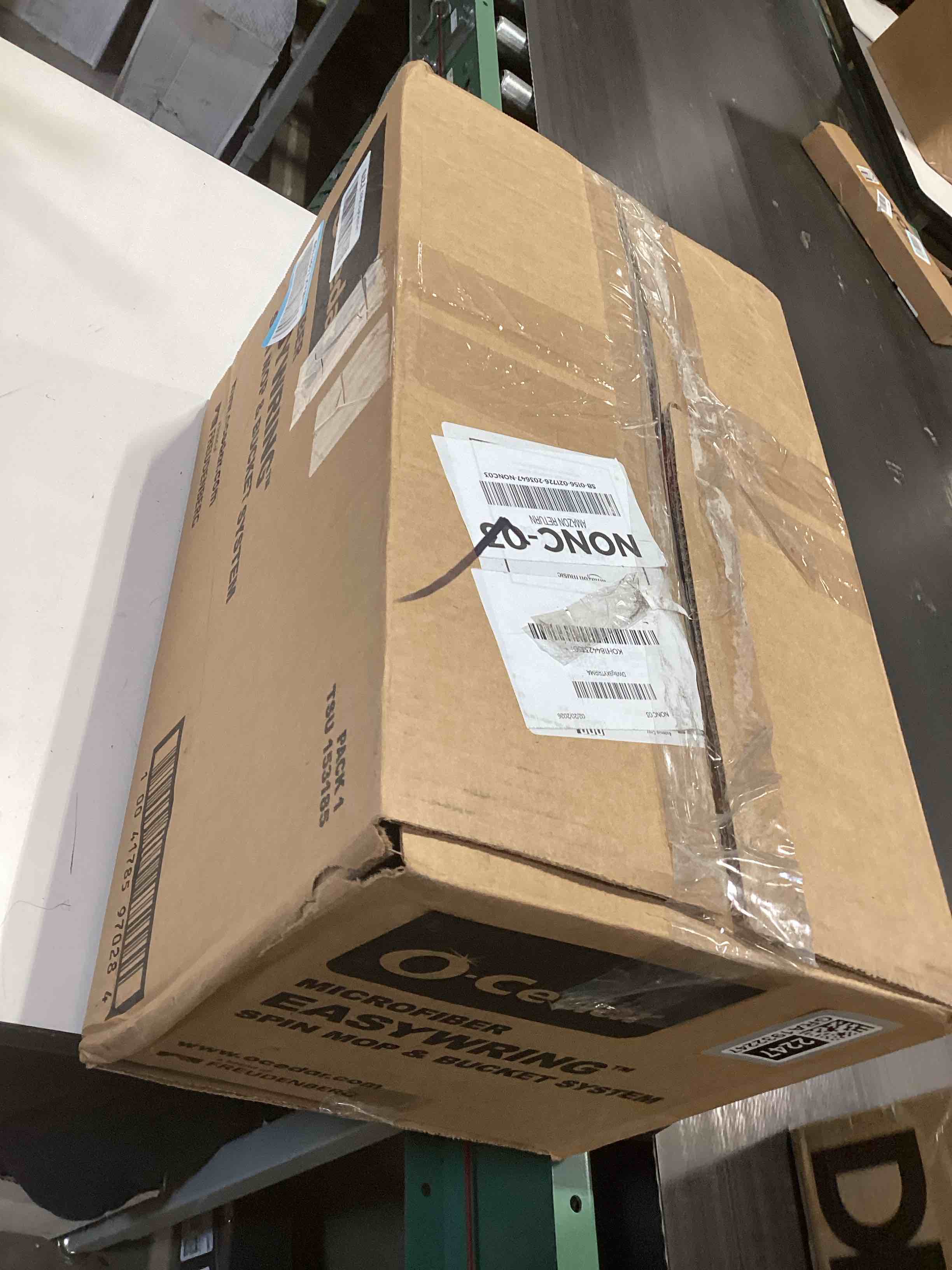 Condition photo showing As Is for O-Cedar EasyWring Microfiber Spin Mop, Bucket Floor Cleaning System, Red, Gray, Standard Easywring Spin Mop & Bucket