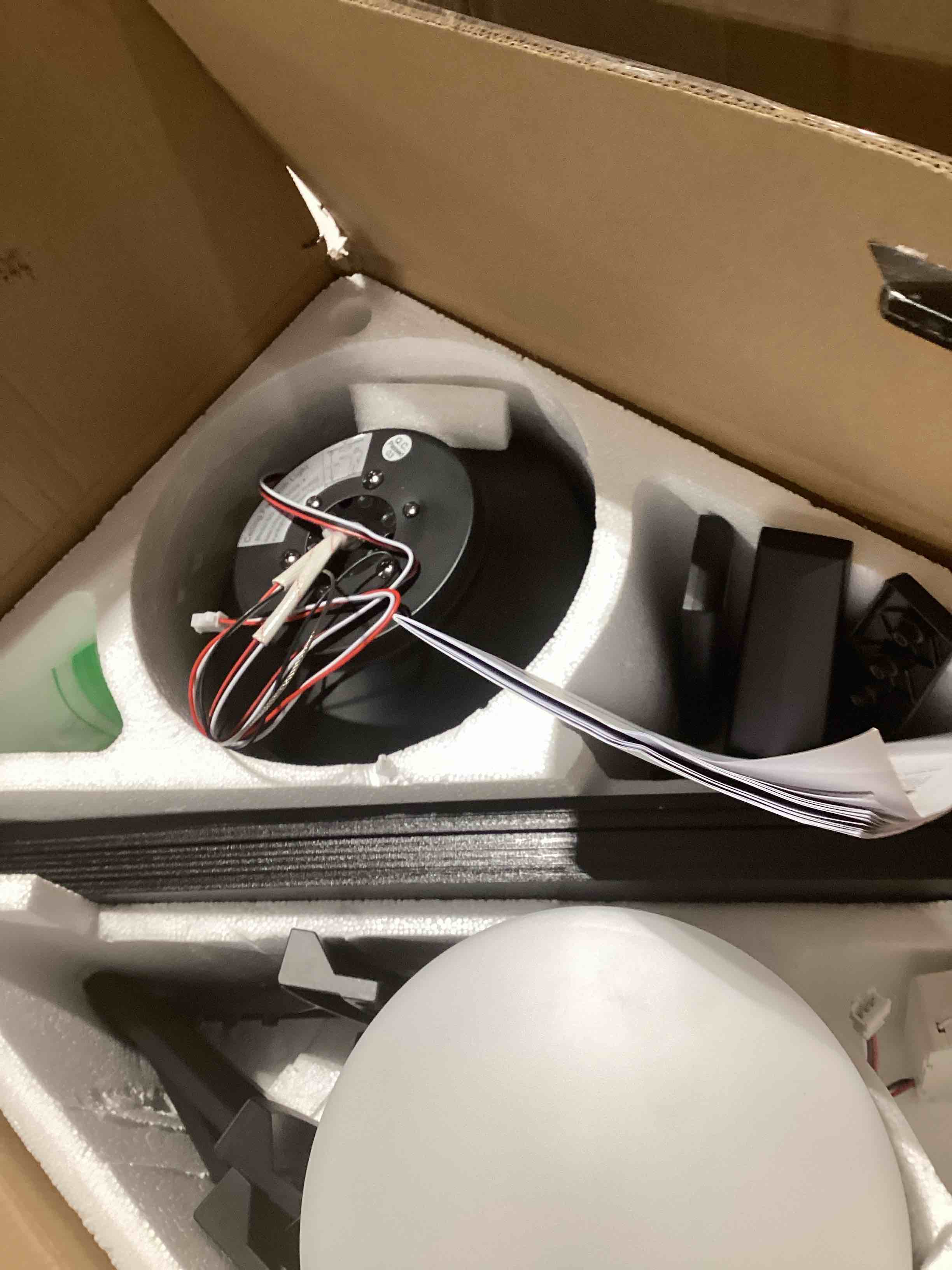 Condition photo showing Good Condition for Ohniyou Ceiling Fans with Lights, 52'' Low Profile Ceiling Fan with Light and Remote/APP Control, Modern Flush Mount Ceiling Fan for Indoor Bedroom Living Room, Dimmable, Qiuet DC Motor, Black Black 52 inch