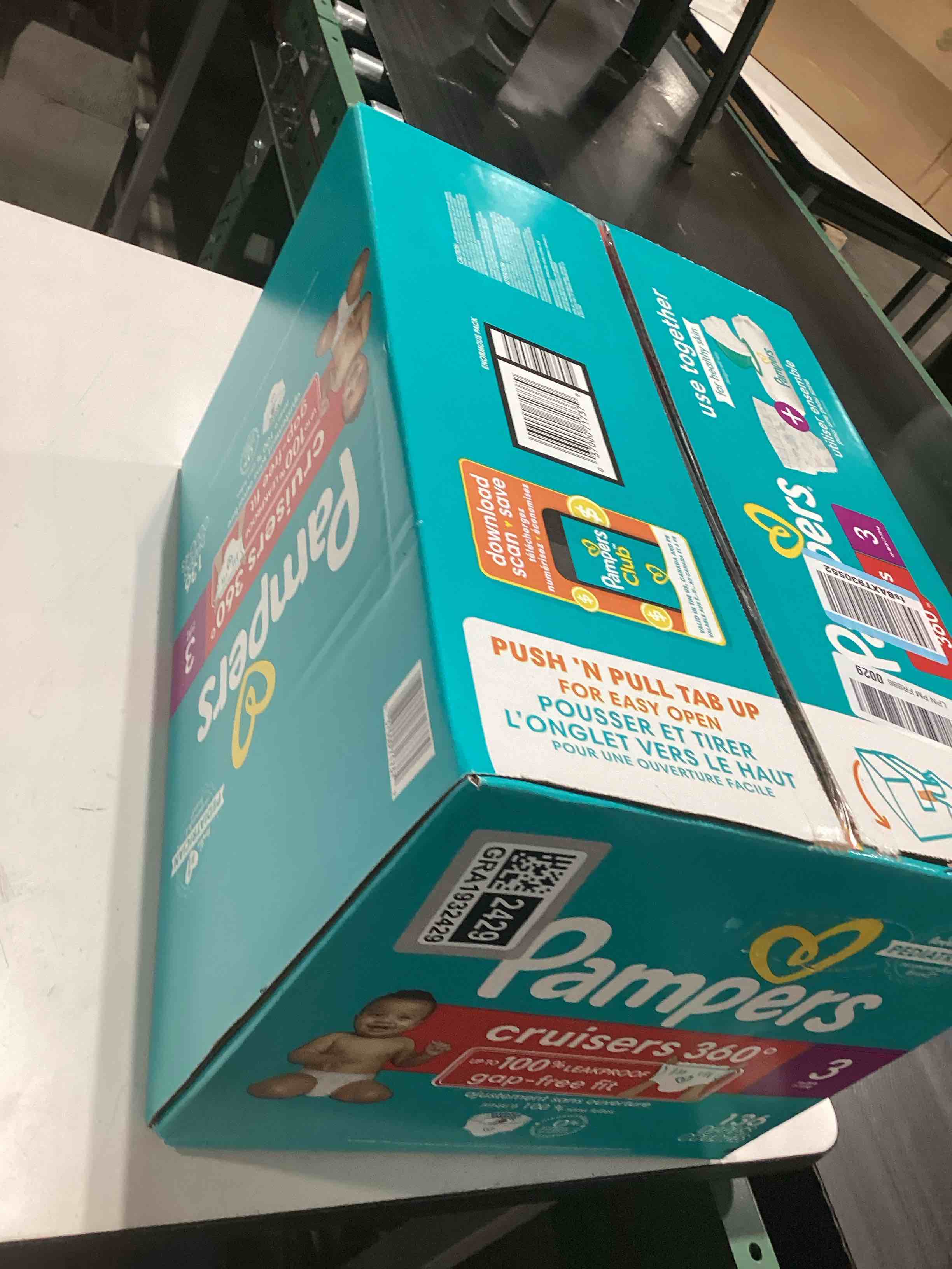 Condition photo showing Good Condition for Pampers Diapers - Cruisers 360 - Size 3, 136 Count, Babyproof up to 100% Leakproof Pull-On Diaper Size 3 136