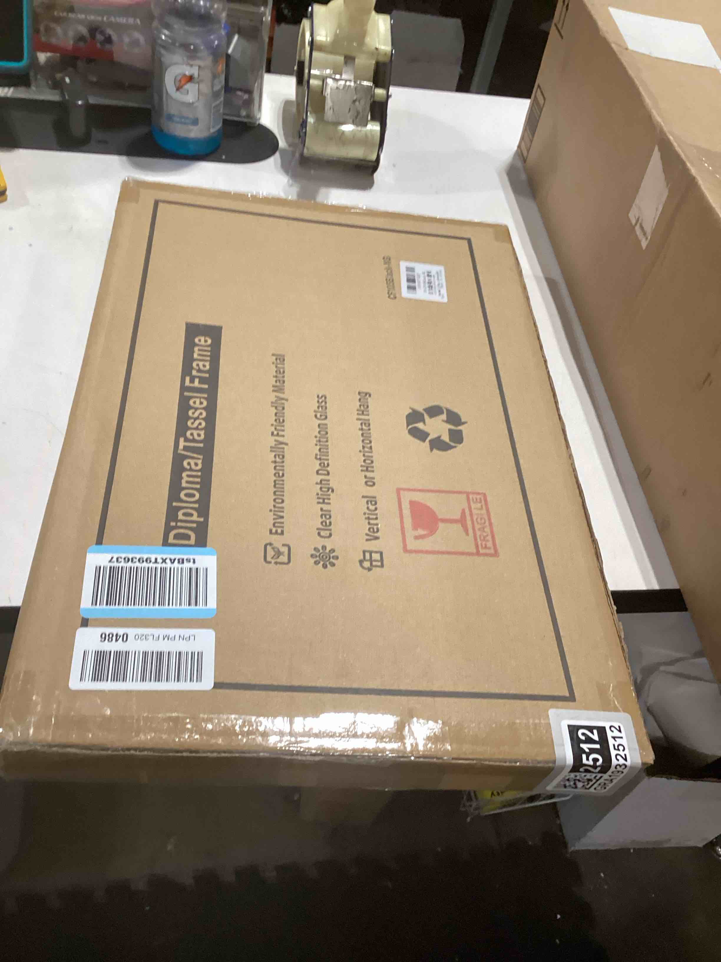 Condition photo showing Good Condition for GraduationMall 11x17 Black Wood Diploma Frame with Tassel Holder for 8.5x11 Certificate Document,Real Glass,Navy Blue over Gold Mat Black With Gold Trim / Blue Gold Mat Diploma + Tassel