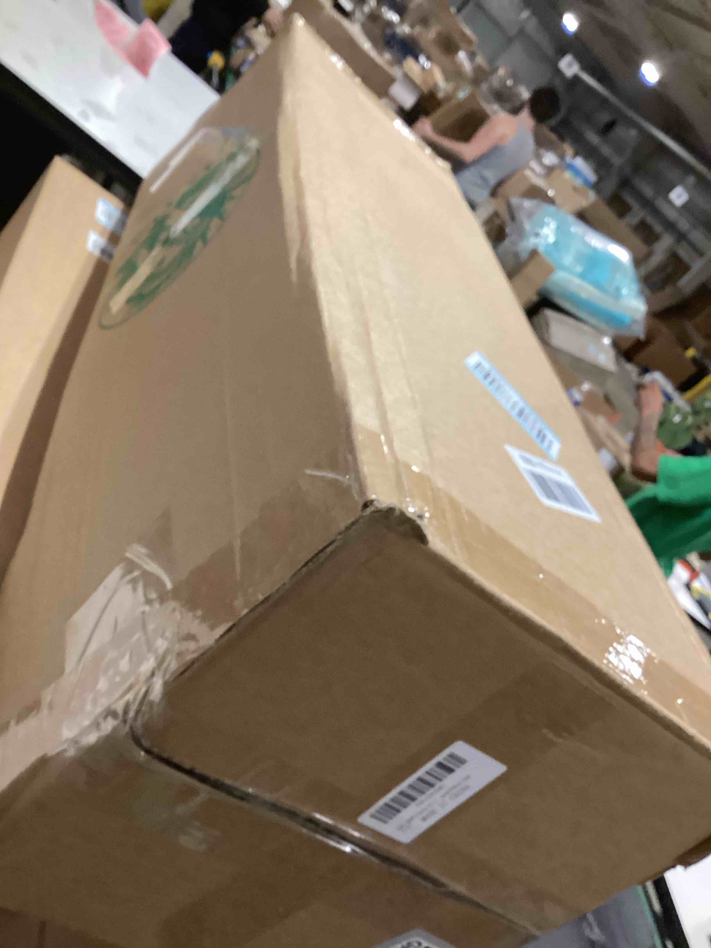 Condition photo showing As Is for QIANYUN Outdoor Artificial Plants-2PCS Artificial Outdoor Hanging Fern Faux Greenery UV Resistant Plastic Plants for Front Porch Living Room Garden Decor- Including Hanging Planters (Dark Green)