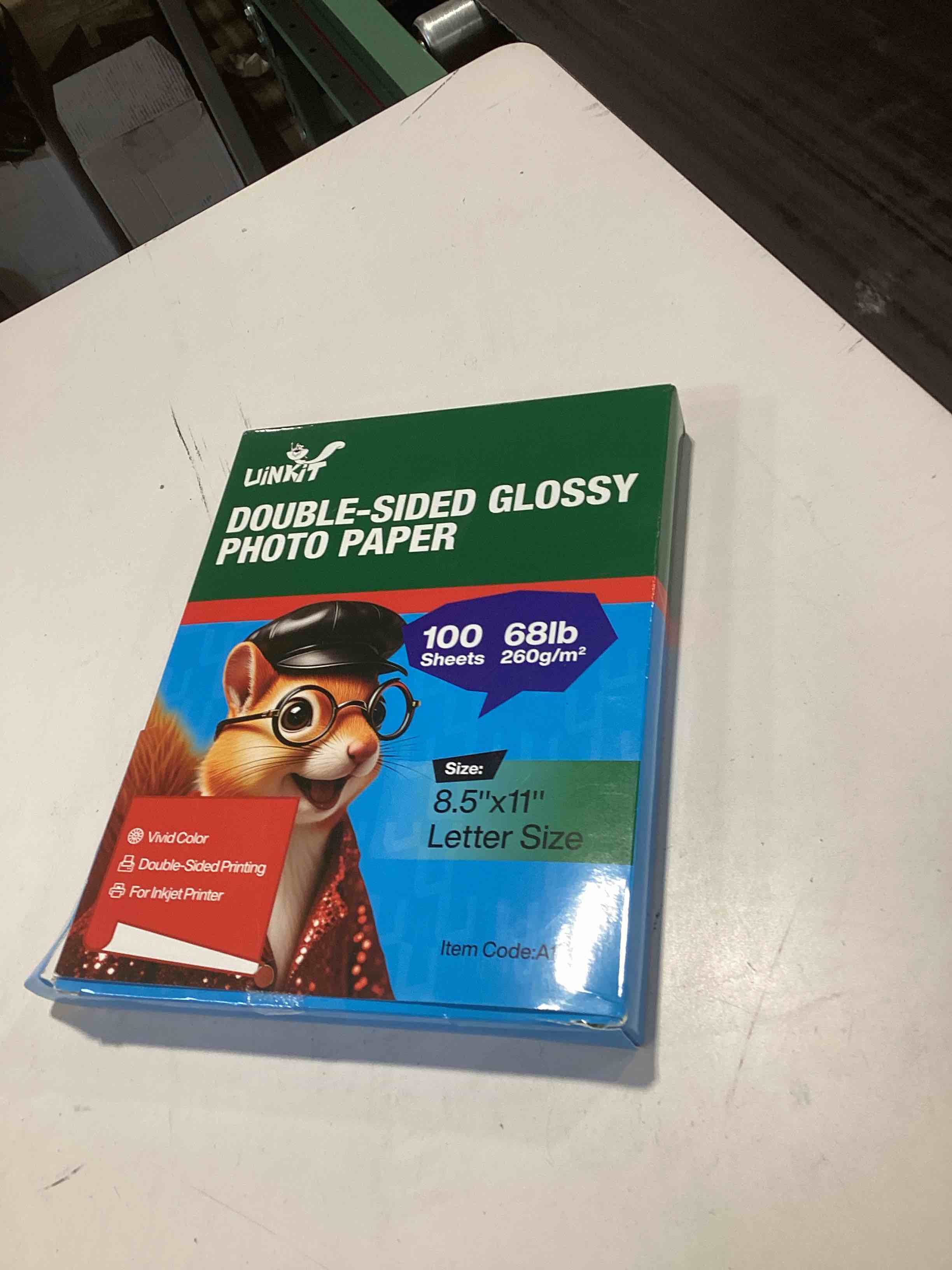 Condition photo showing Good Condition for Uinkit Thick Photo Paper Glossy Double Sided 100 Sheets 8.5x11 Heavyweight 68lb 260gsm Inkjet Both Sides Printable 11.8mil A4 Letter size Flyer Bulk Pack 8.5 x 11 Card paper postcard postal A189 (100)