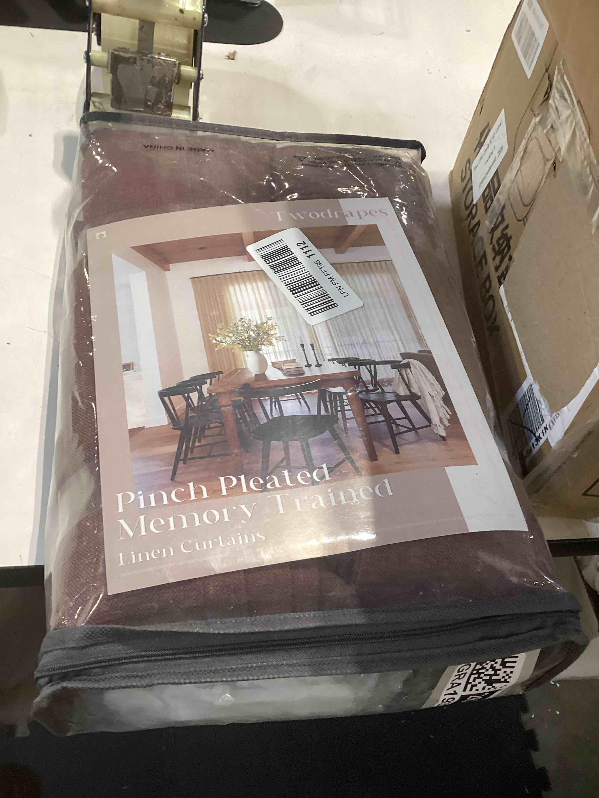 Condition photo showing Good Condition for Brown Red Linen Pinch Pleated Curtains 102 Inches Long for Living Room Pleated Drapes Hooks Back Tab Thick Linen Textured Boho Farmhouse Country Terracotta Maroon 102 Inch Curtain for Dining Bedroom Chestnut Brown 40"W x 102"L (Pack of 2)