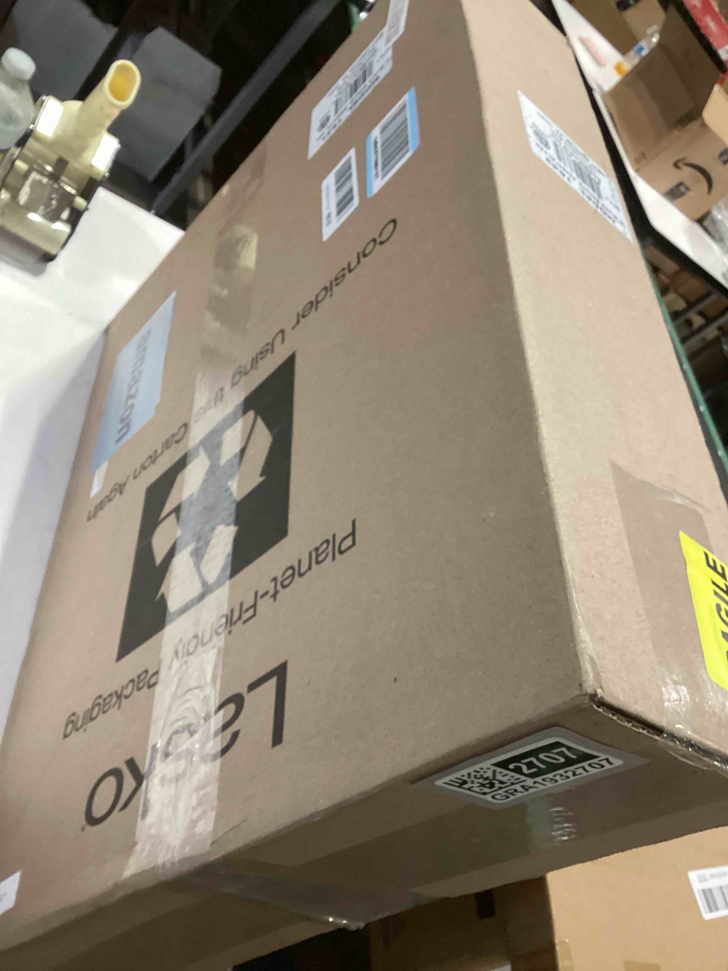 Condition photo showing As Is for Lasko Oscillating Cyclone Pedestal Fan, Adjustable Height, Timer, Remote Control, 3 Speeds, for Bedroom, Living Room, Home Office, 18", Black, 1843 Standard Packaging