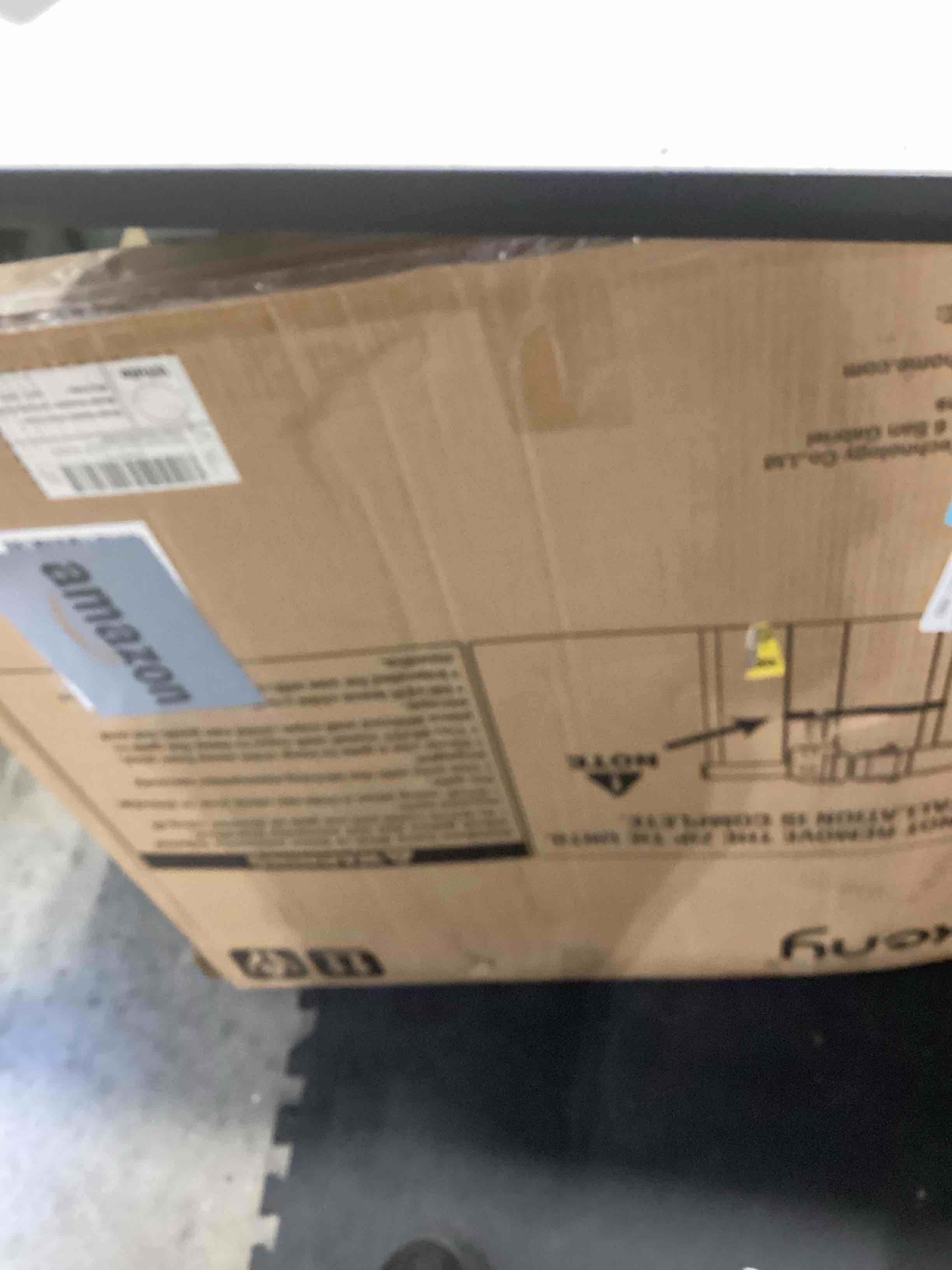 Condition photo showing As Is for keny 29"-42.5" Baby Gate for Stairs, Auto Close Safety Dog Gate, Pressure Mounted Easy Walk Through Pet Gate for Doorways, Durable Stair Gate, 30" Tall, White White 29-42.5"Wide, 30"Tall
